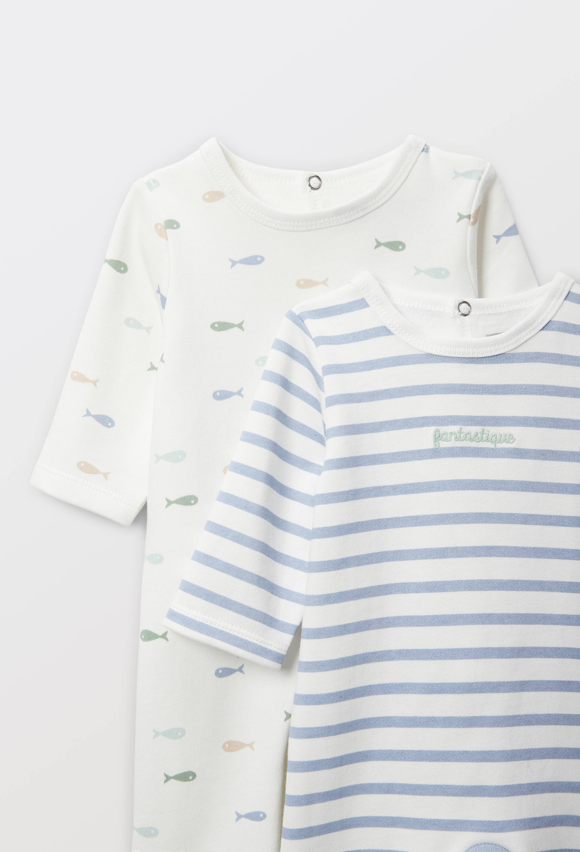 Lot de 2 dors-bien en molleton en coton BIO GOTS, Bleu, large image number 2