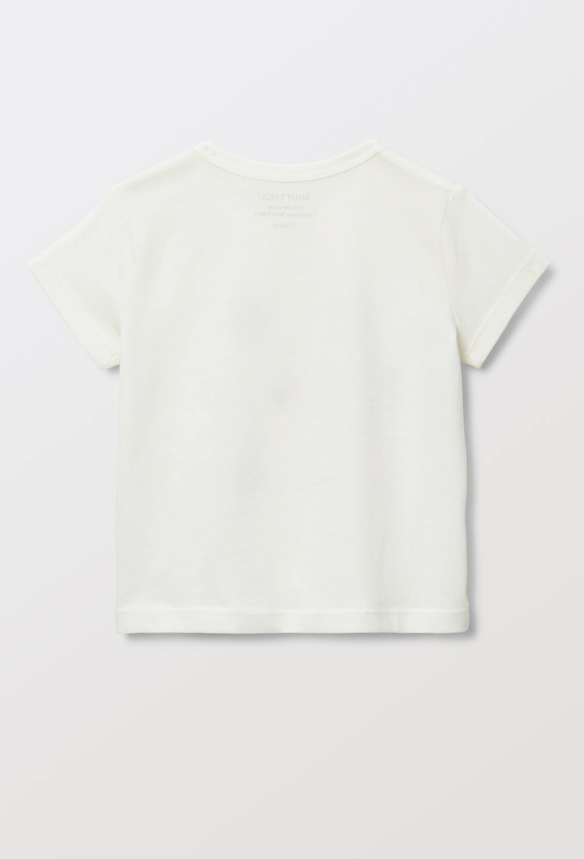 T-shirt manches courtes brod&eacute; en coton BIO GOTS, Ecru, large image number 2