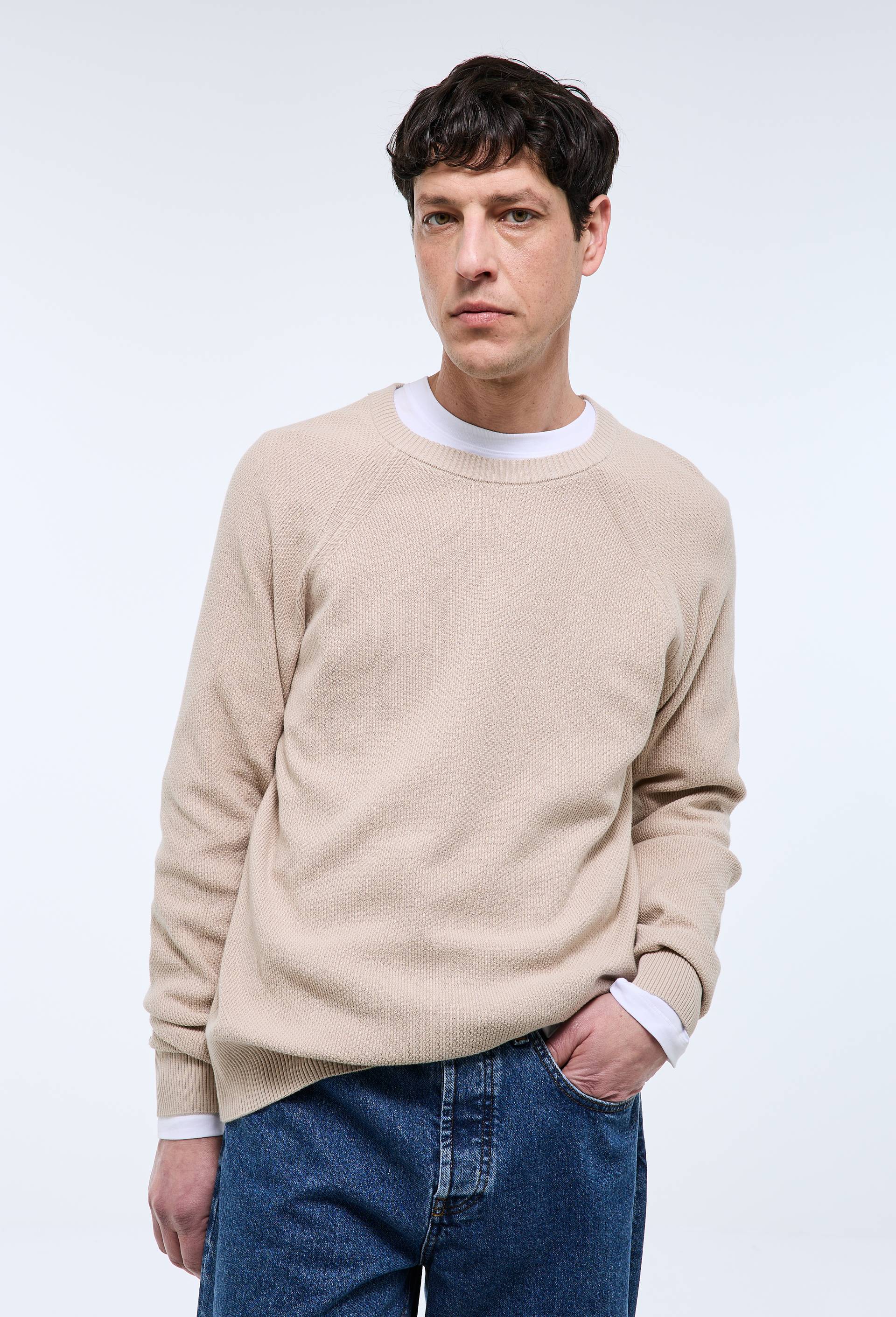 Pull col rond en coton BIO GOTS, Beige clair, large image number 0