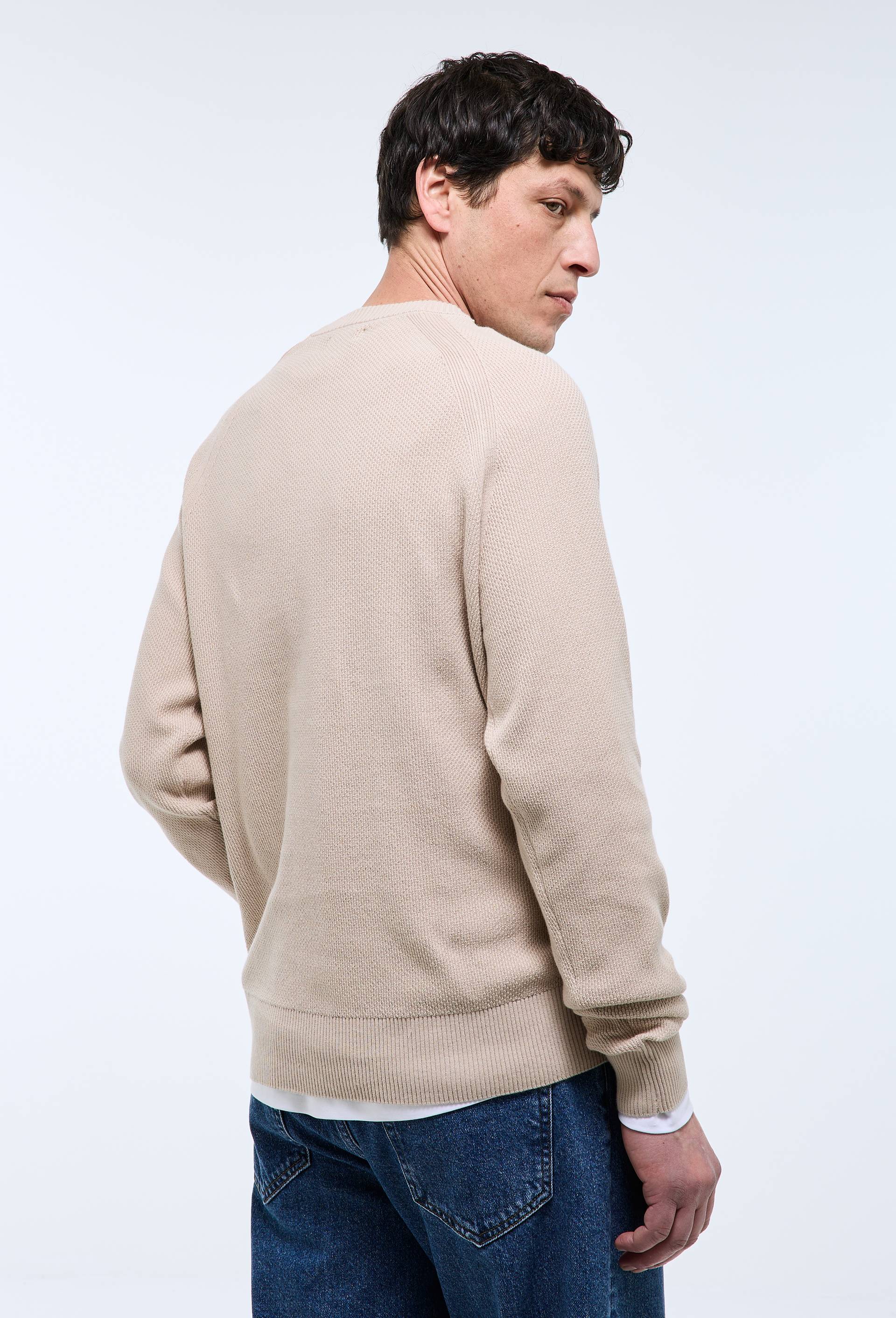 Pull col rond en coton BIO GOTS, Beige clair, large image number 1