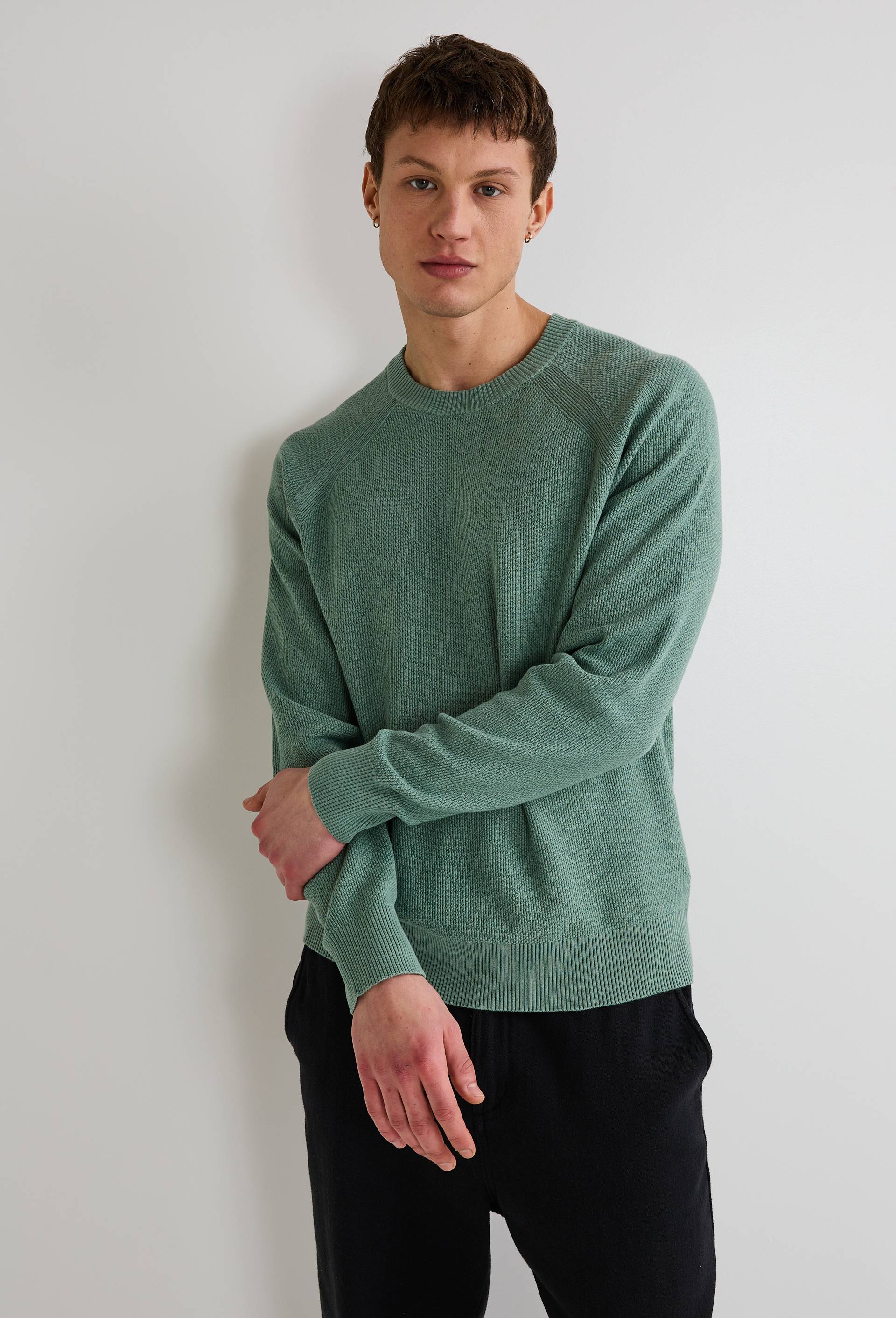 Pull col rond en coton BIO GOTS, Vert clair, large image number 0
