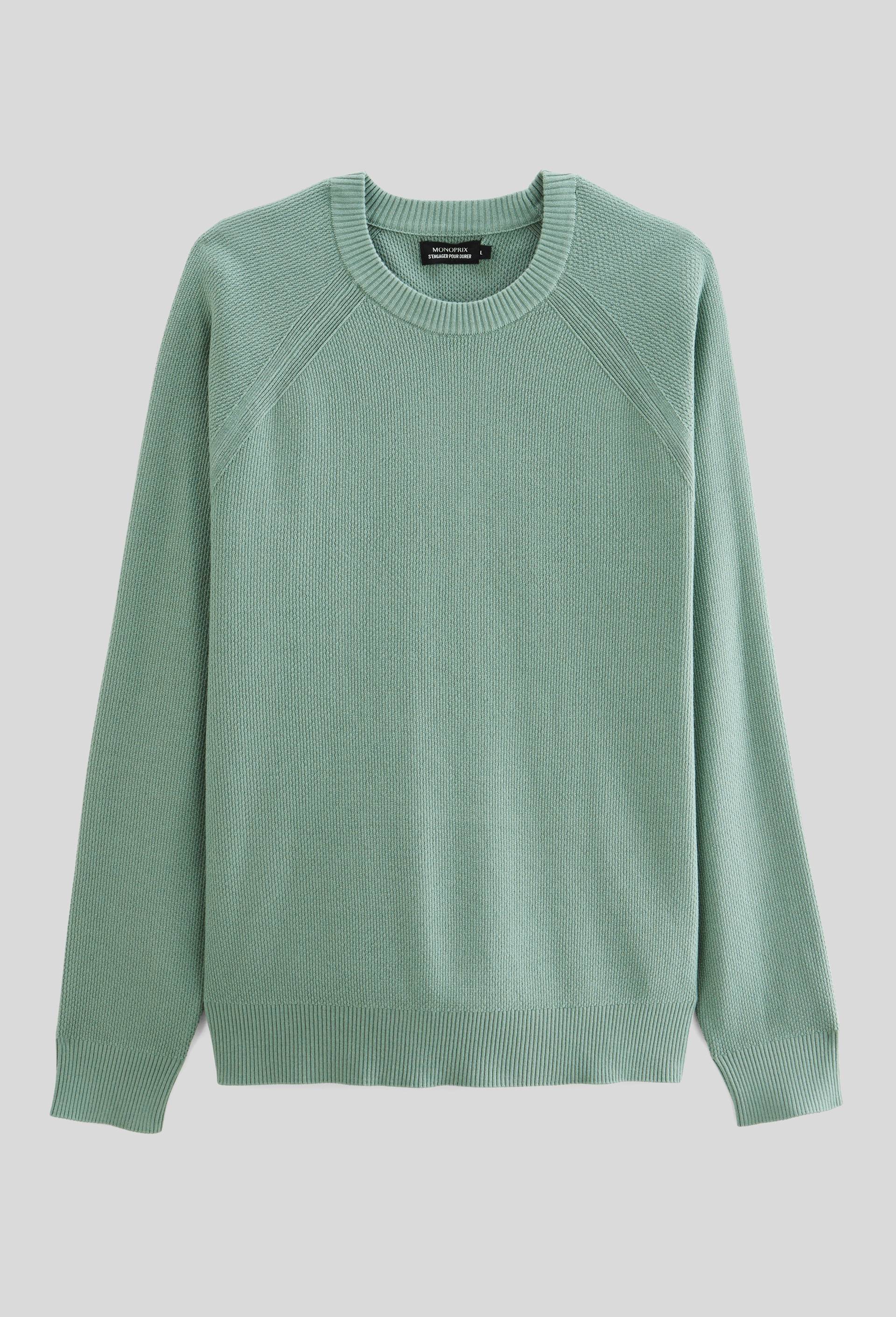 Pull col rond en coton BIO GOTS, Vert clair, large image number 2