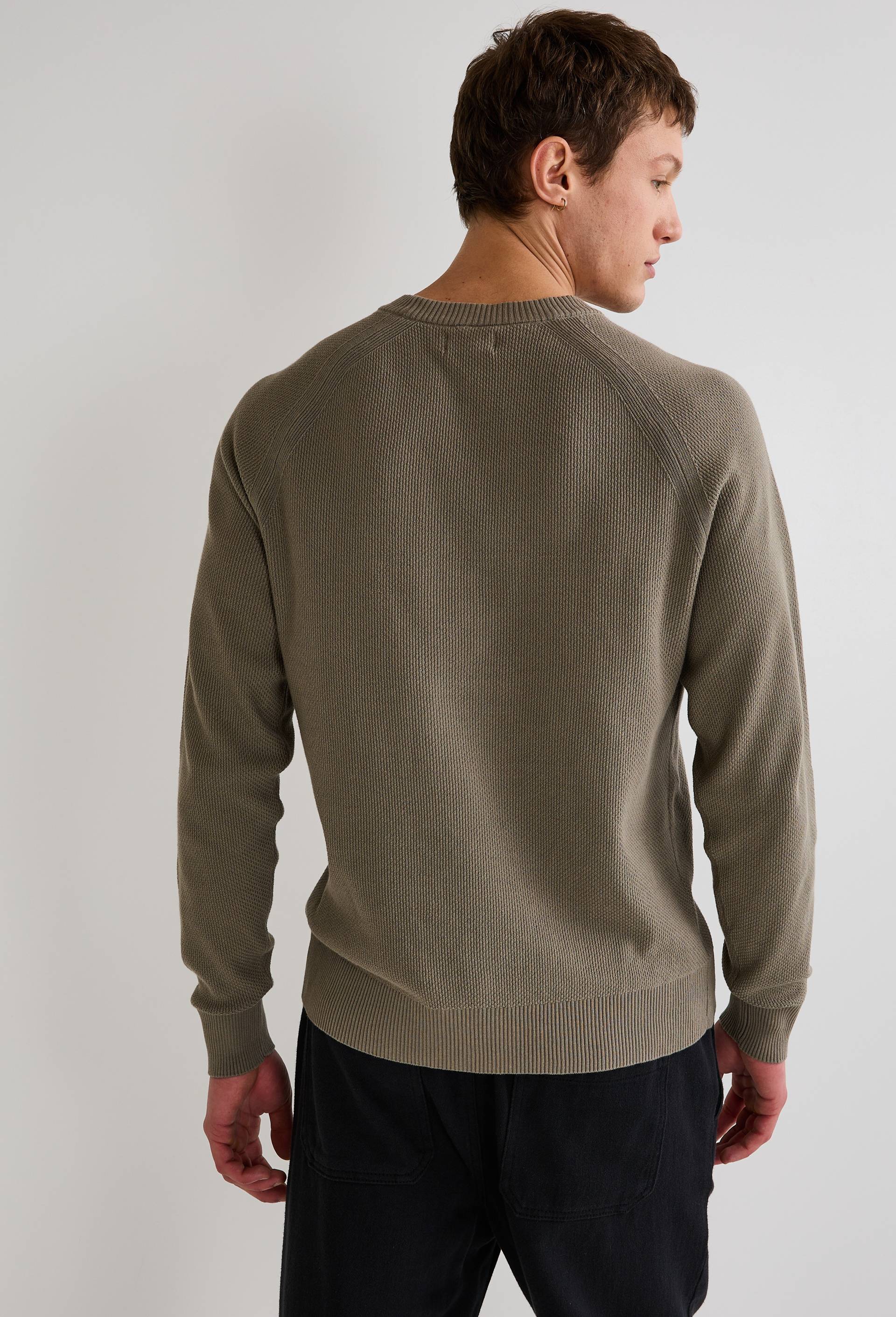 Pull col rond en coton BIO GOTS, Vert foncé, large image number 1.0