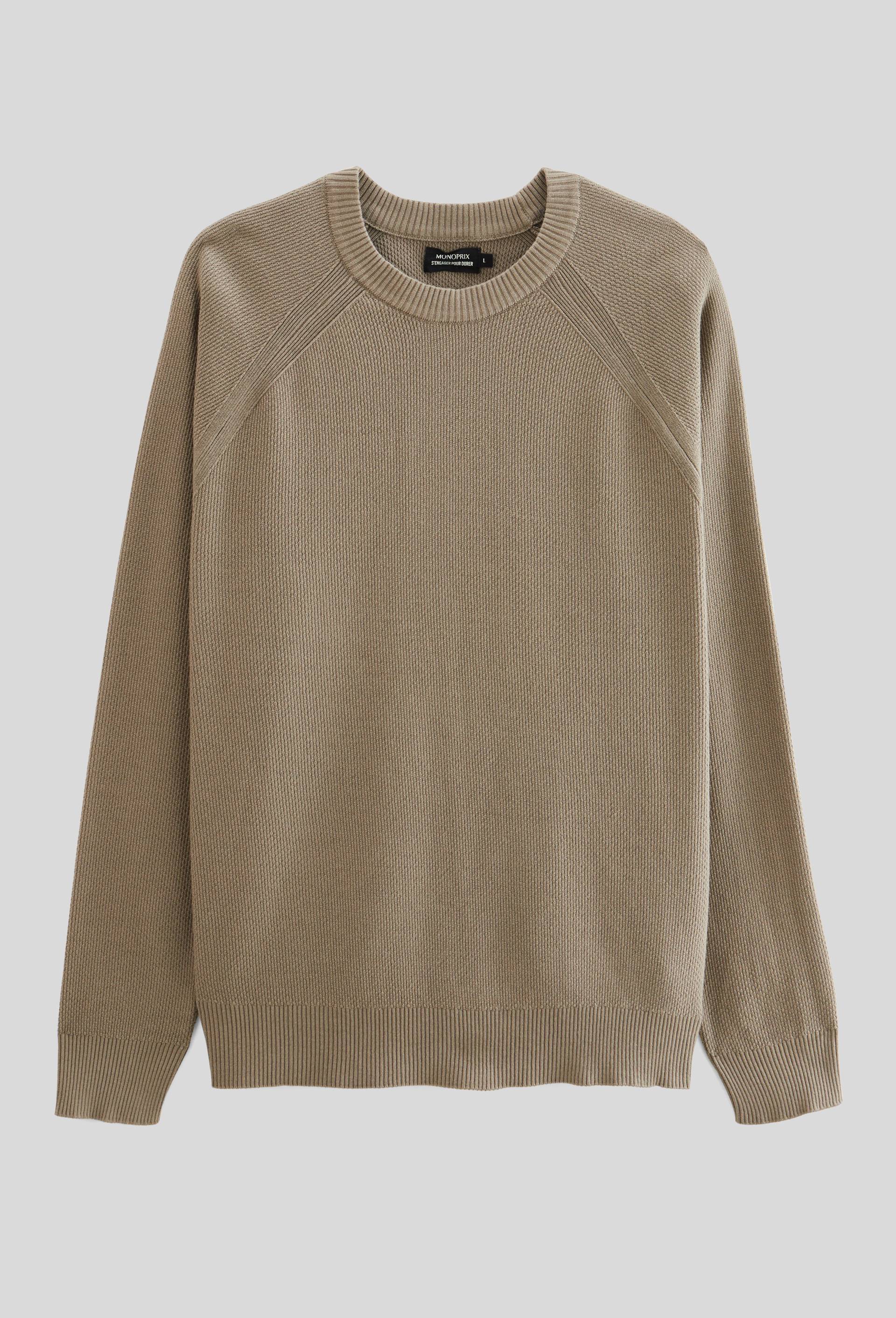 Pull col rond en coton BIO GOTS, Vert foncé, large image number 2