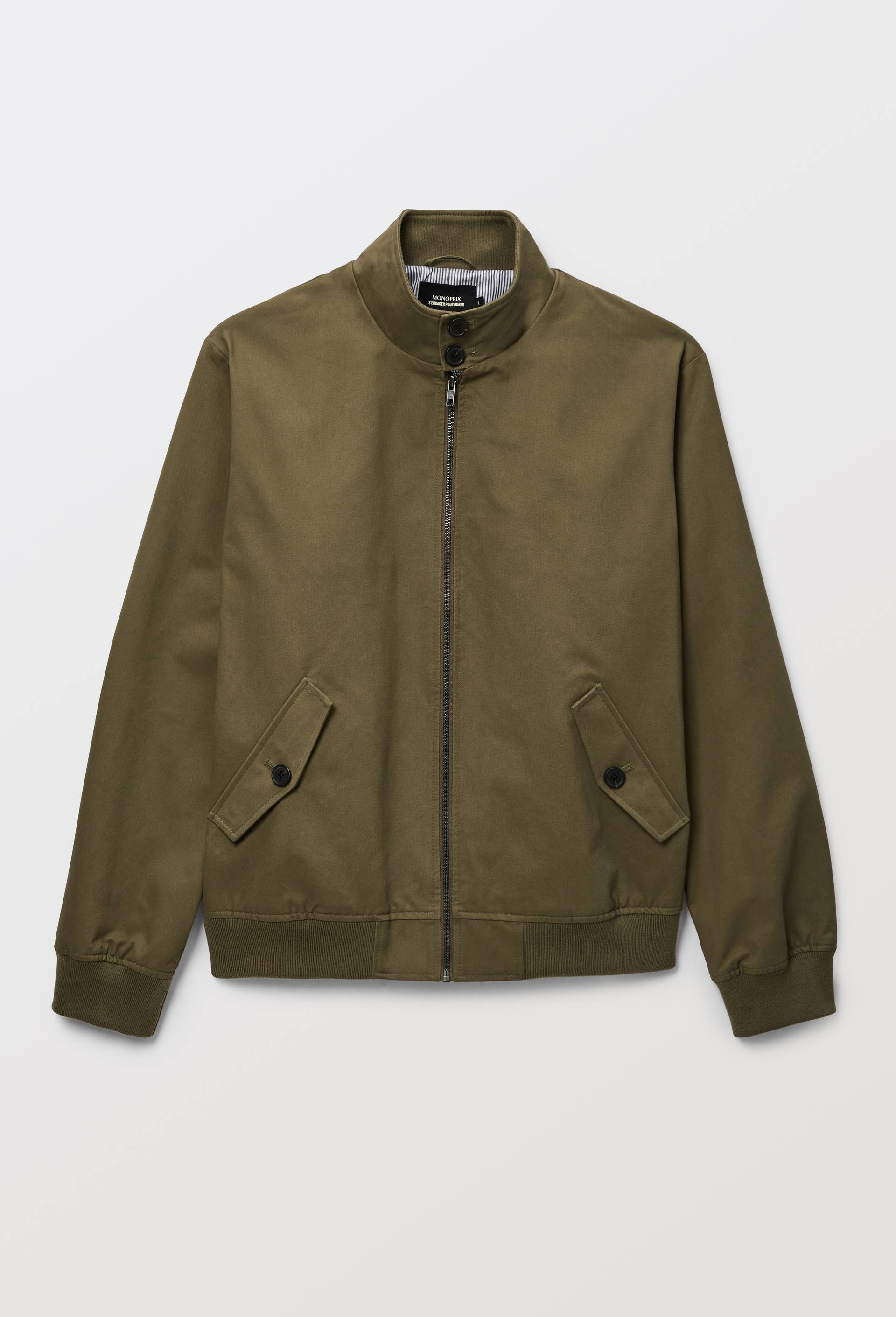 Veste col montant zipp&eacute; en coton BIO, Vert fonc&eacute;, large image number 2.0