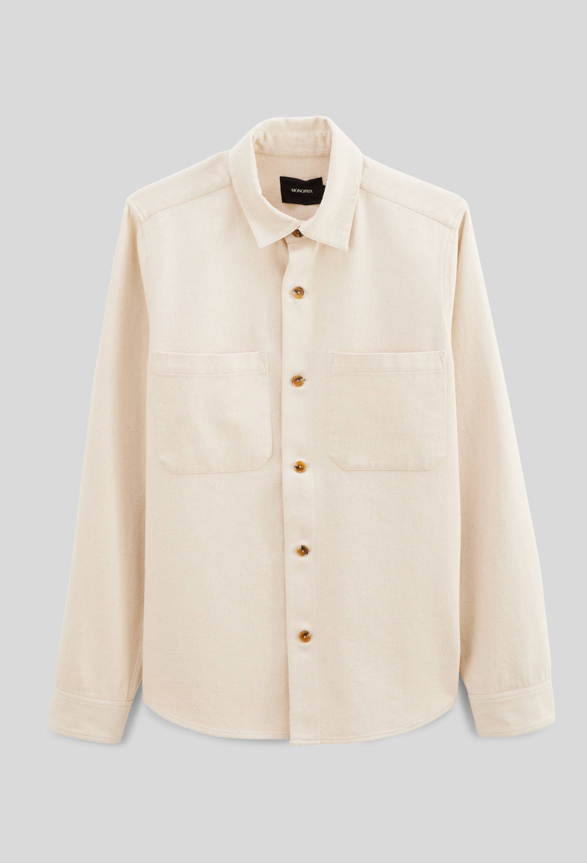 Surchemise en m&eacute;lange coton et lin, Beige clair, large image number 3.0