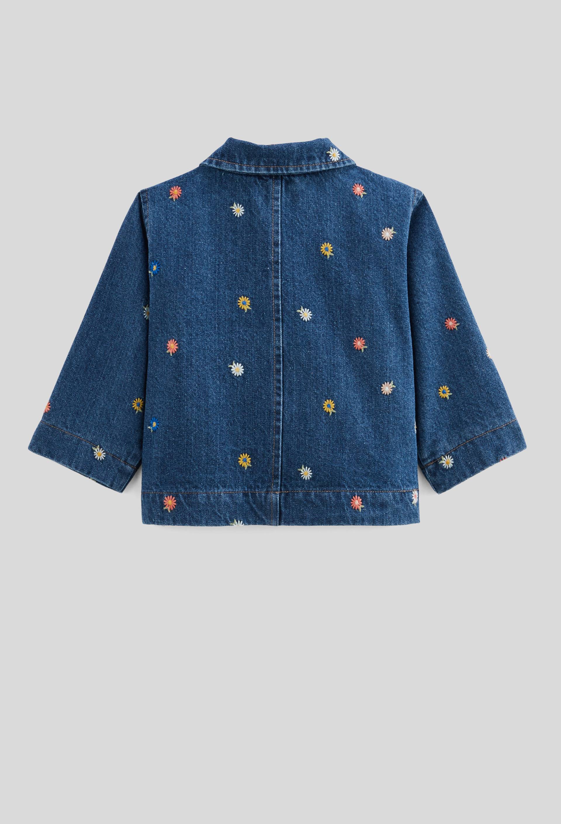 Veste denim brodée en coton, BLEU, large image number 1