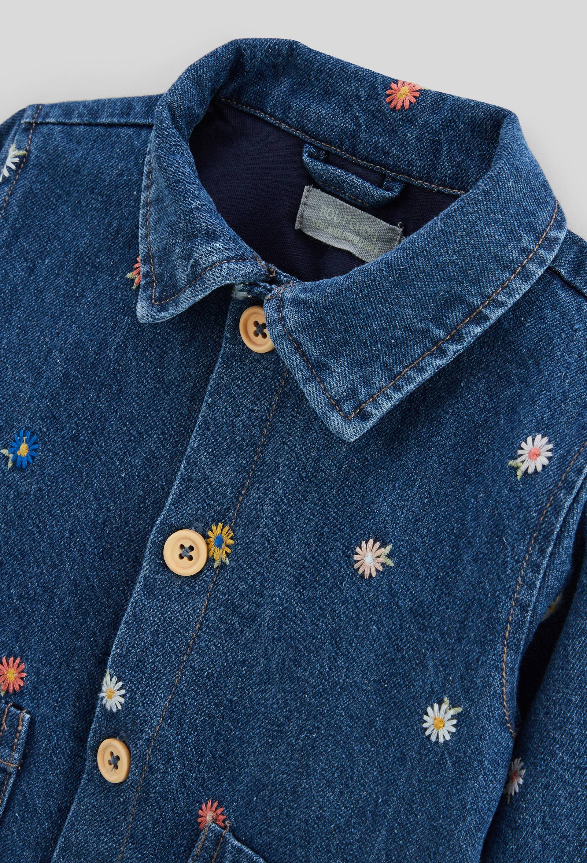 Veste denim brodée en coton, BLEU, large image number 2.0