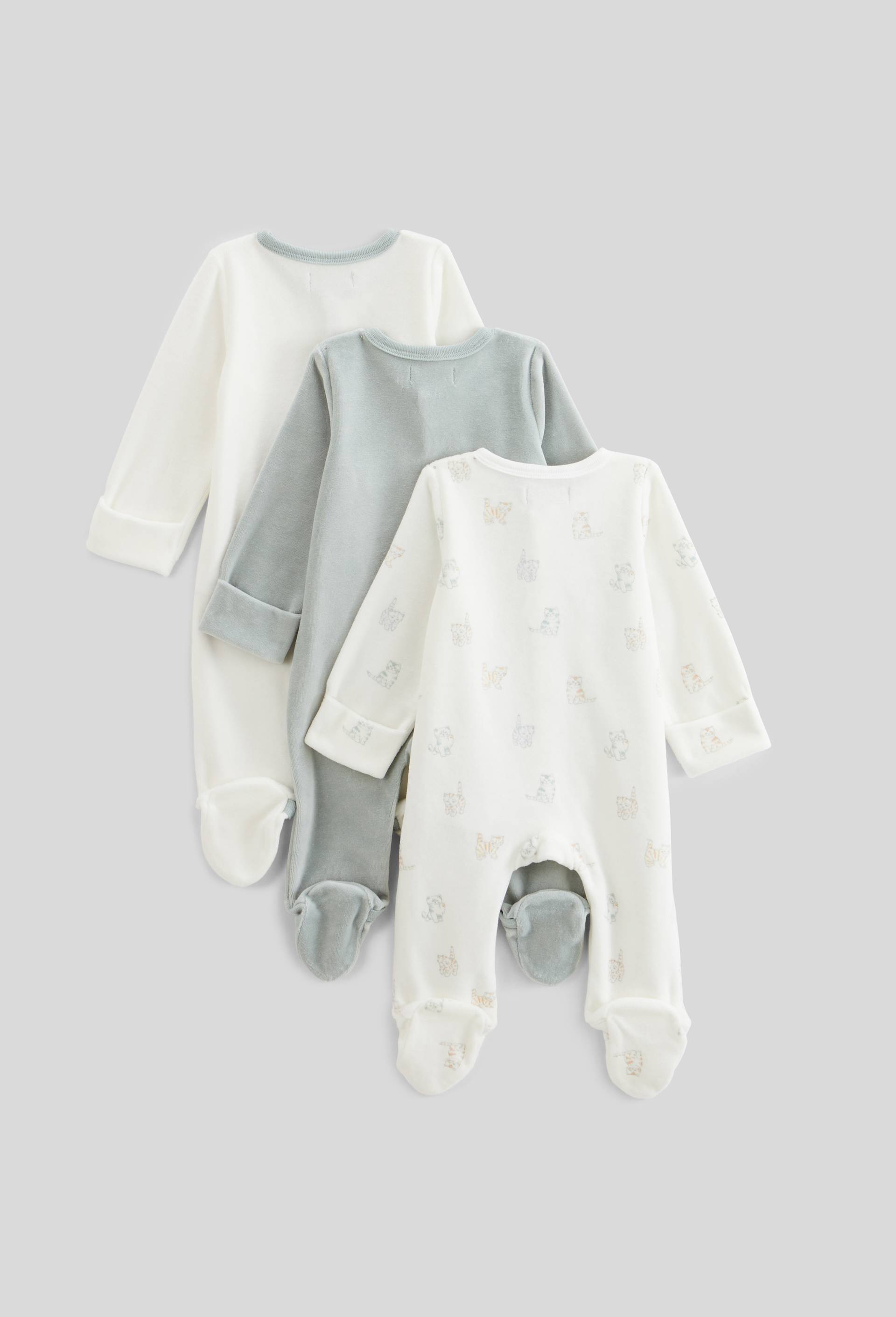 Lot de 3 dors-bien en velours en coton BIO GOTS, Ecru, large image number 1.0
