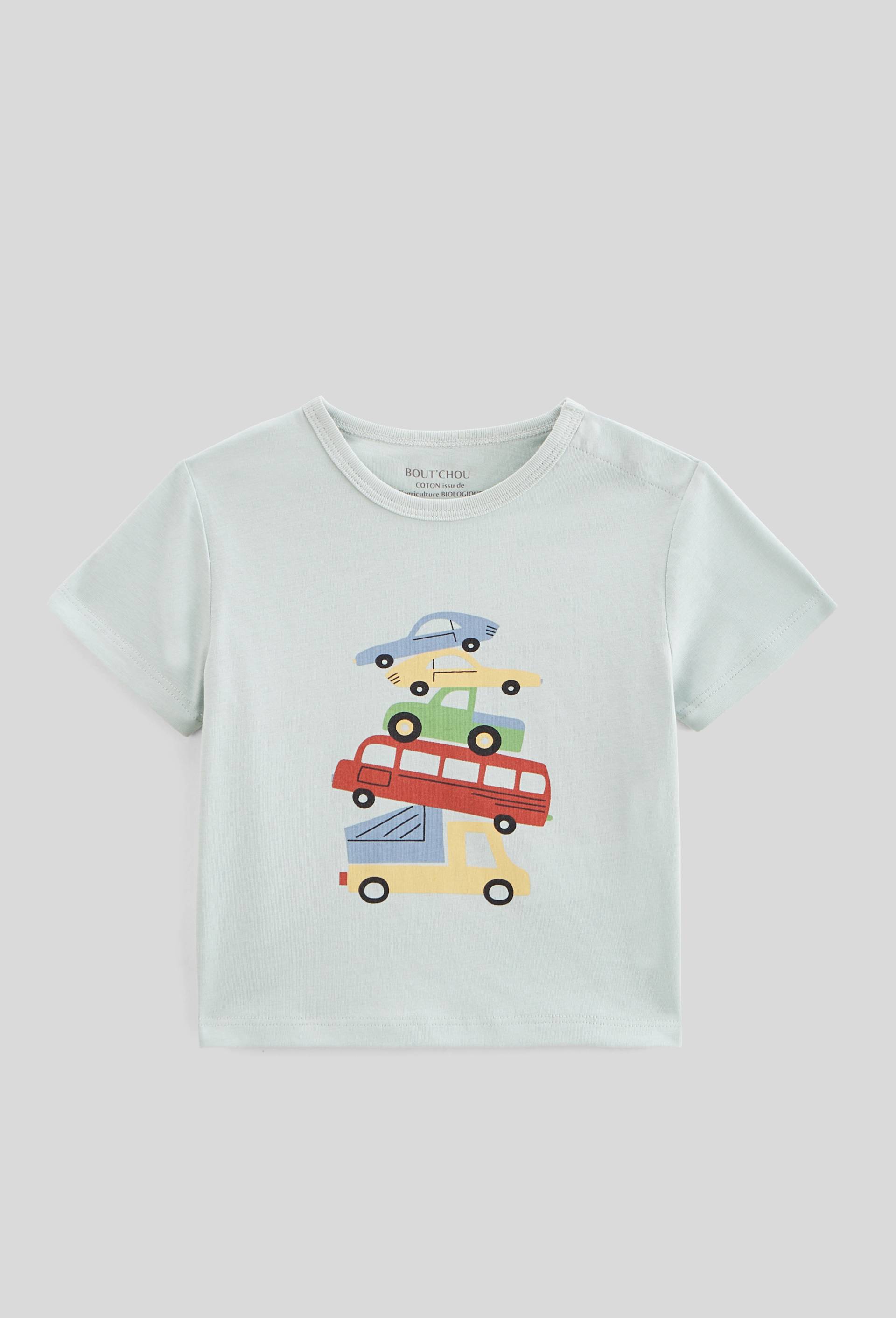 T-shirt manches courtes imprim&eacute; en coton BIO GOTS, Vert clair, large image number 0