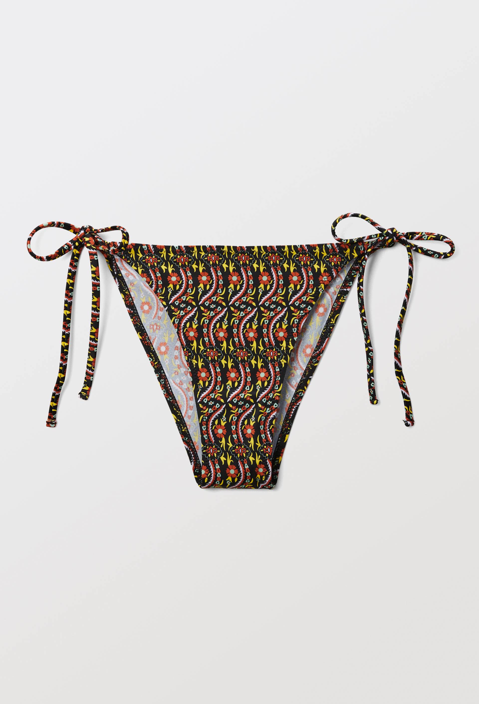 Bas de maillot de bain imprim&eacute; &agrave; nouer - CAROLINE DE BENOIST X MONOPRIX, Noir, large image number 3