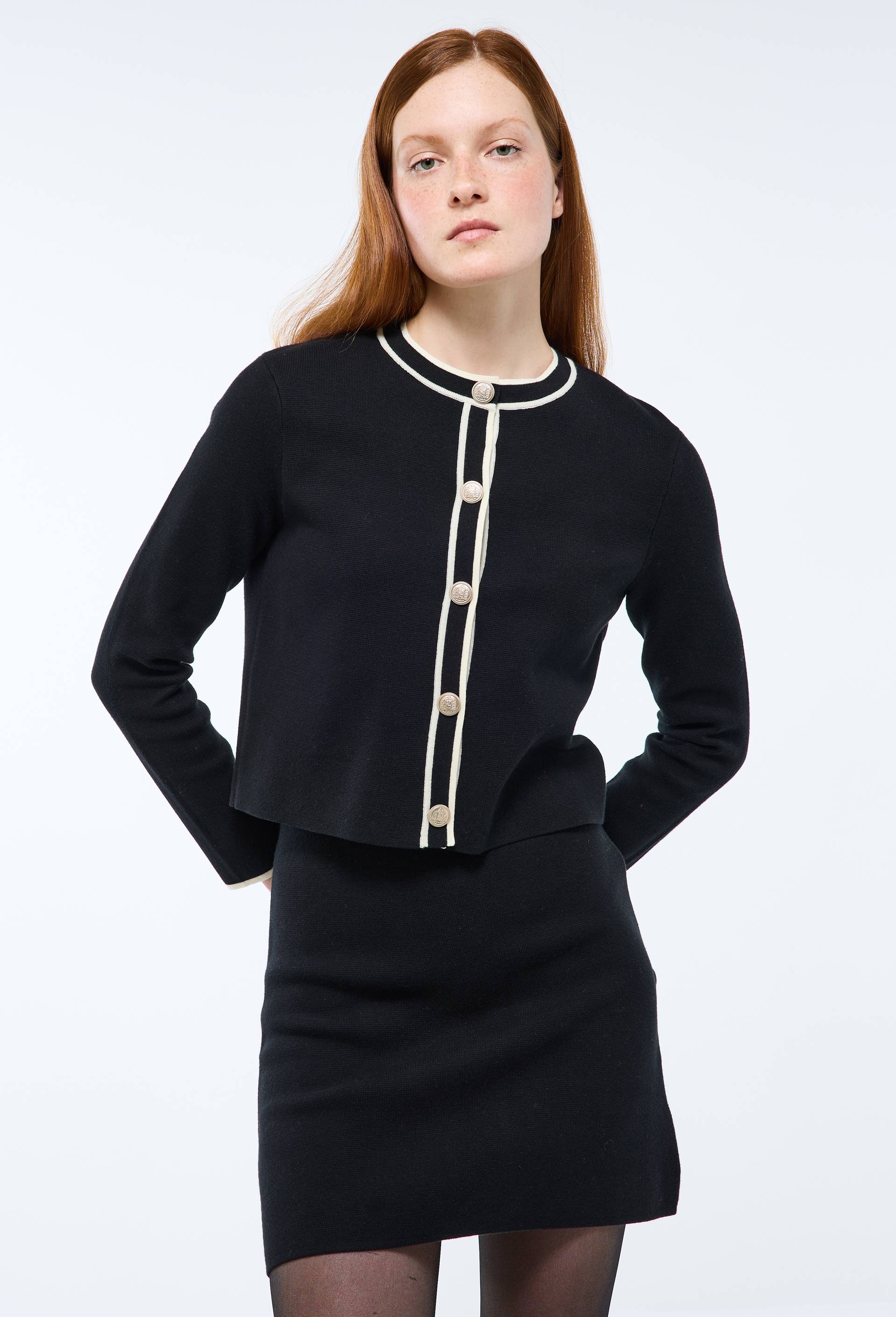 Cardigan boutonnée, Noir, swatch image