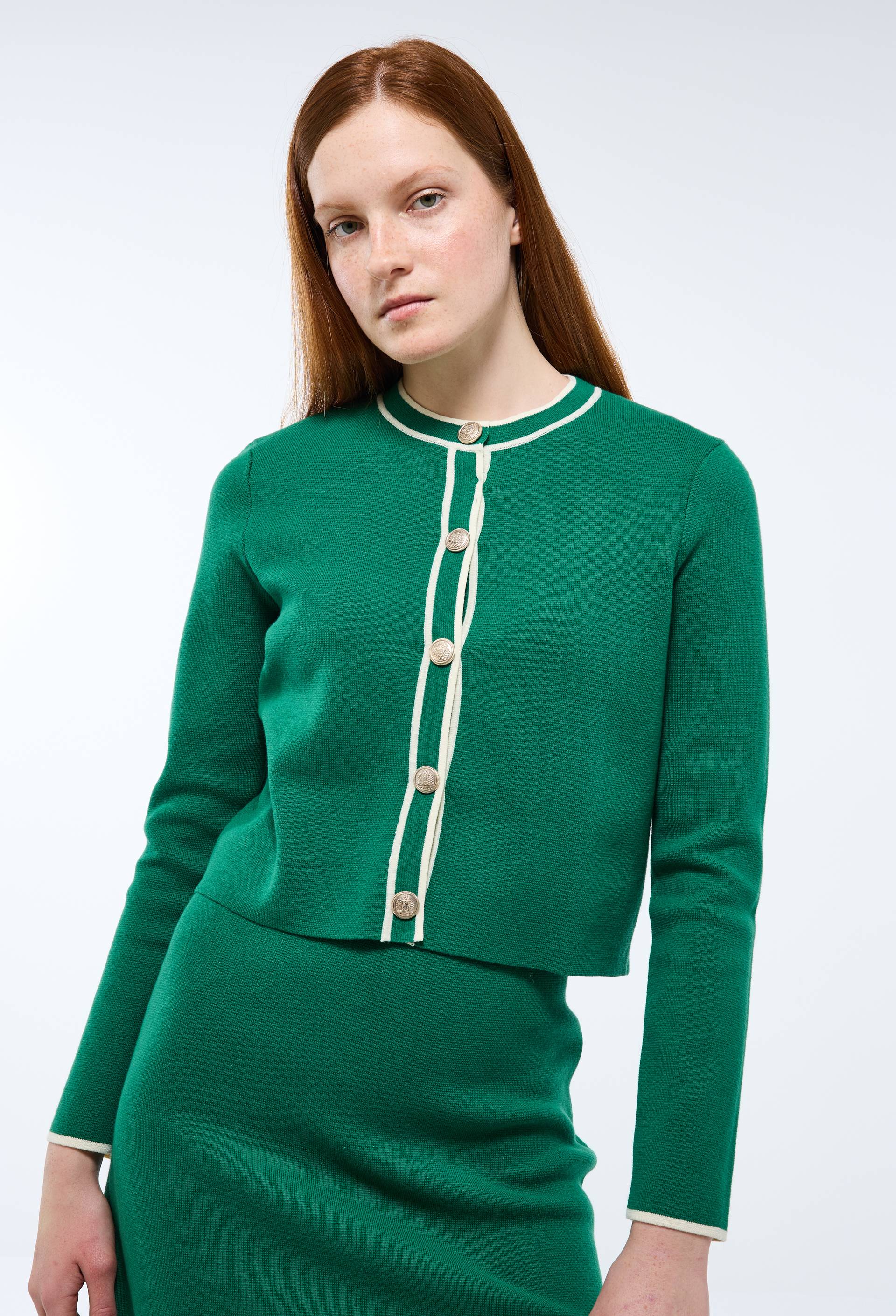 Cardigan boutonnée, Vert foncé, large image number 1.0