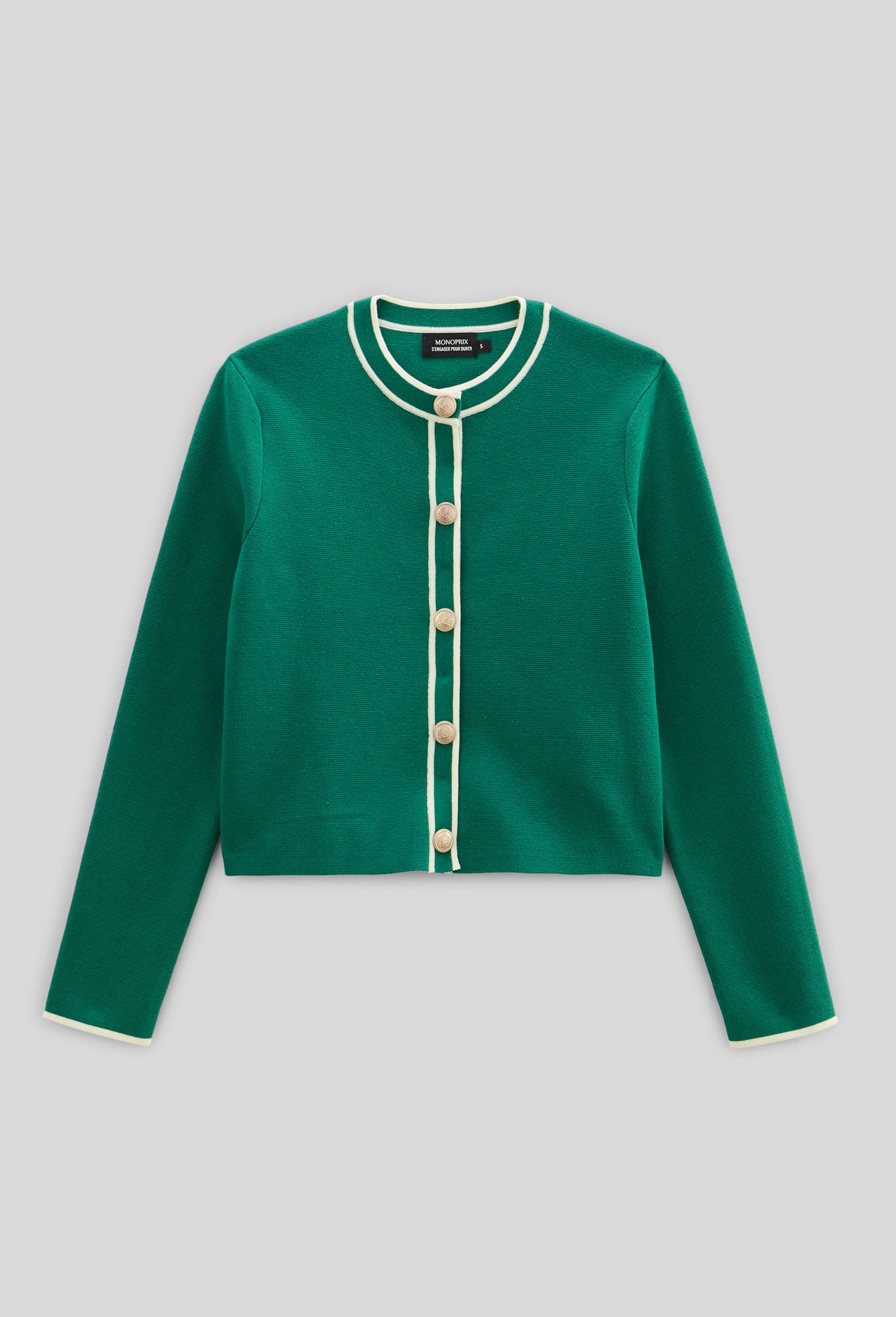 Cardigan boutonnée, Vert foncé, large image number 4.0