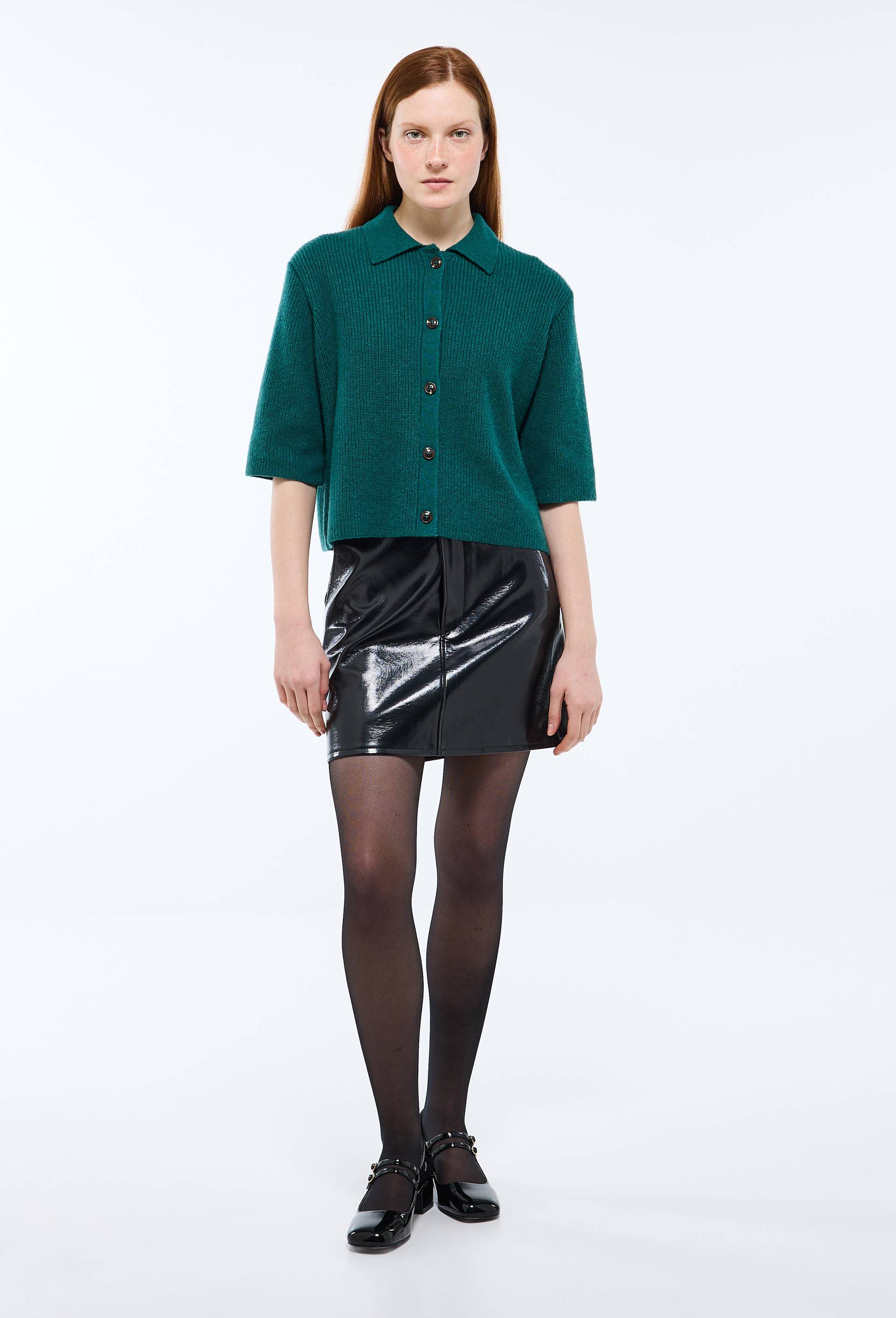 Cardigan col polo., Vert foncé, large image number 1.0