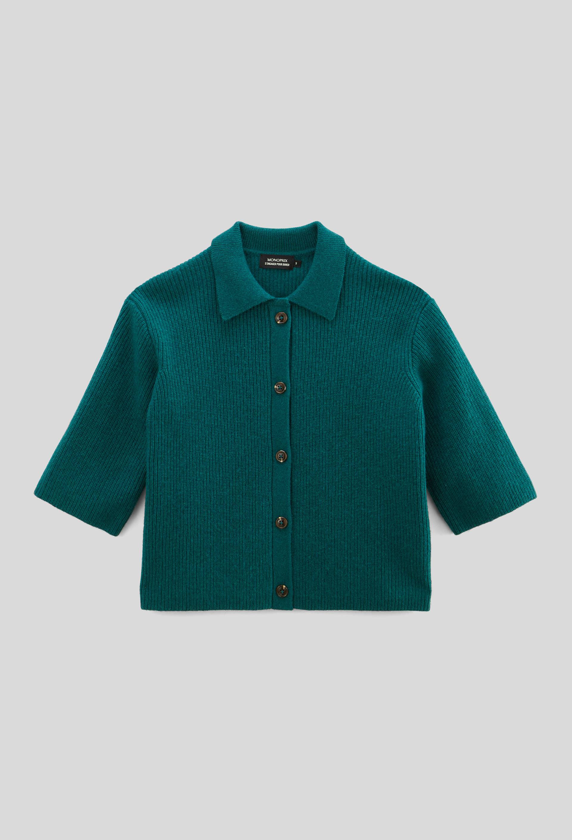 Cardigan col polo., Vert foncé, large image number 3.0