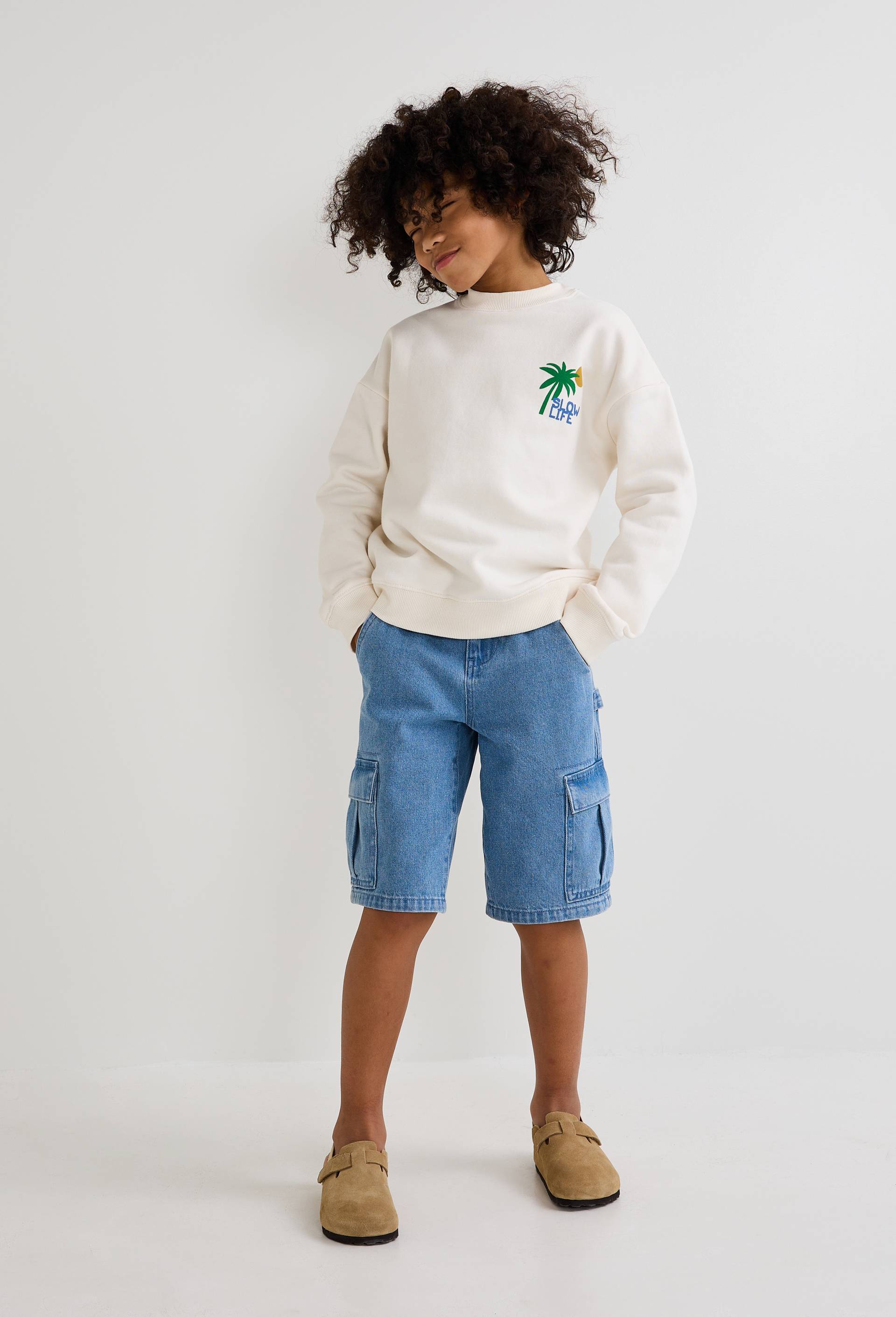 Bermuda cargo en jean BIO GOTS, Bleu foncé, large image number 0