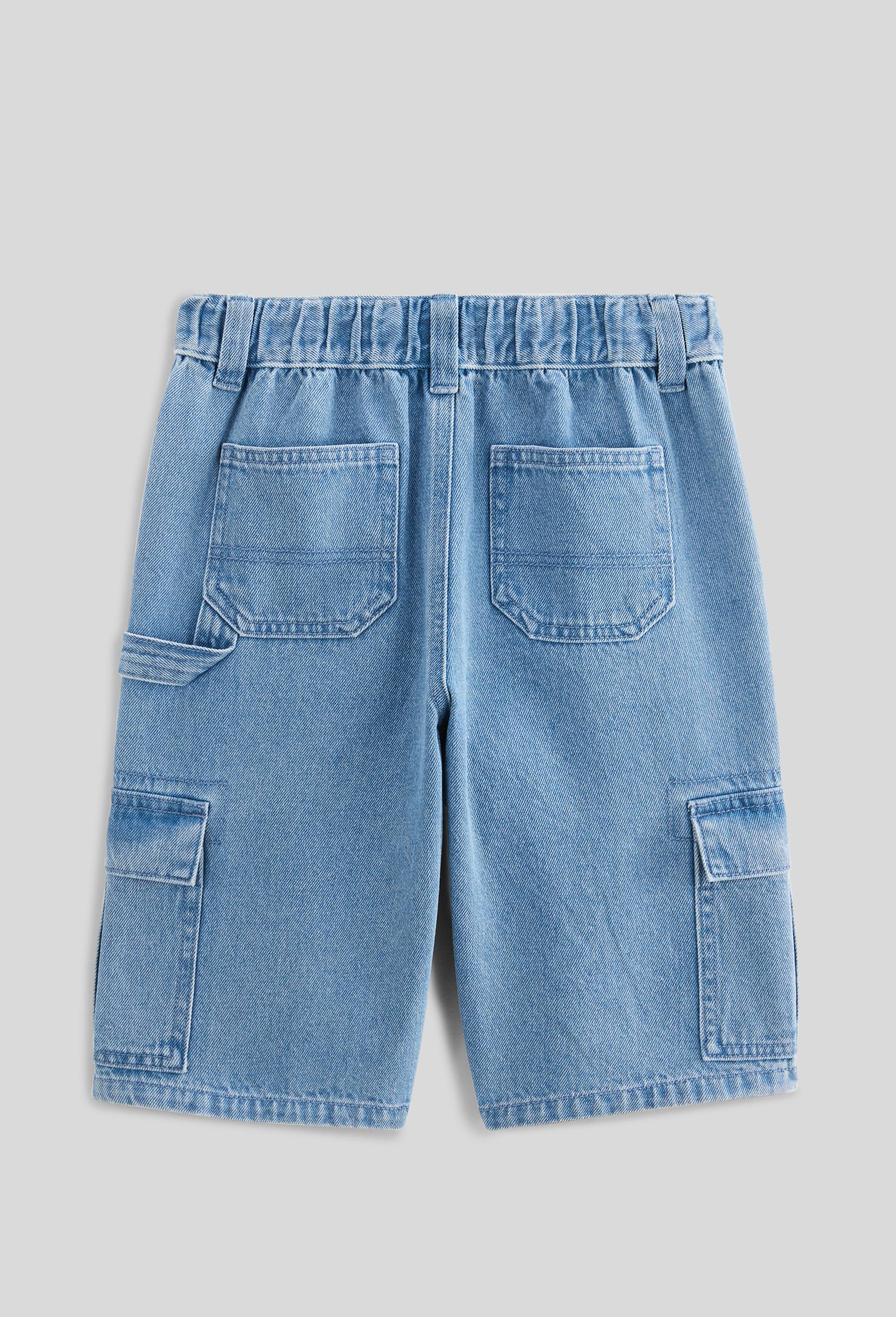 Bermuda cargo en jean BIO GOTS, Bleu foncé, large image number 2