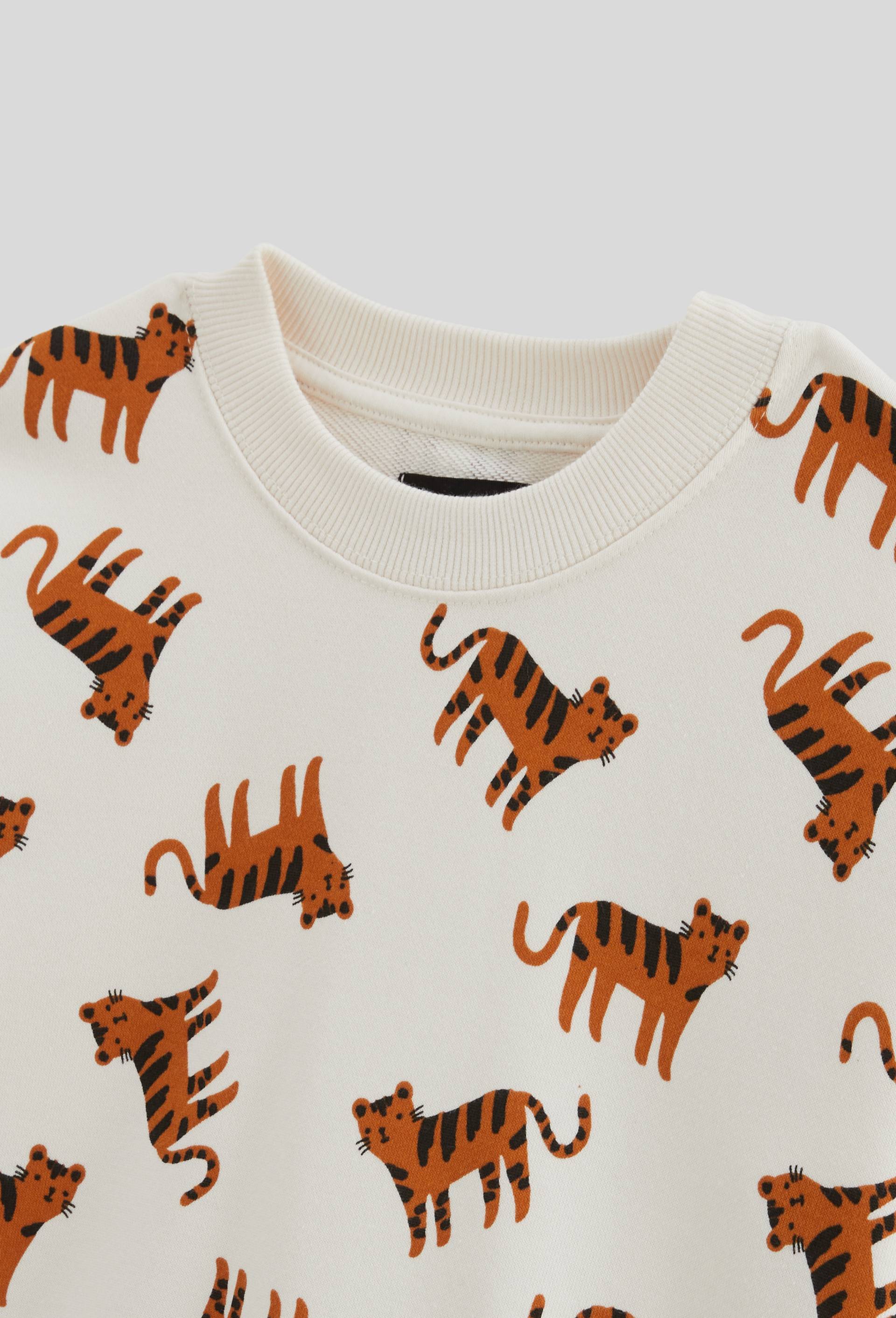 Sweat imprim&eacute; en coton BIO GOTS, Beige clair, large image number 2.0