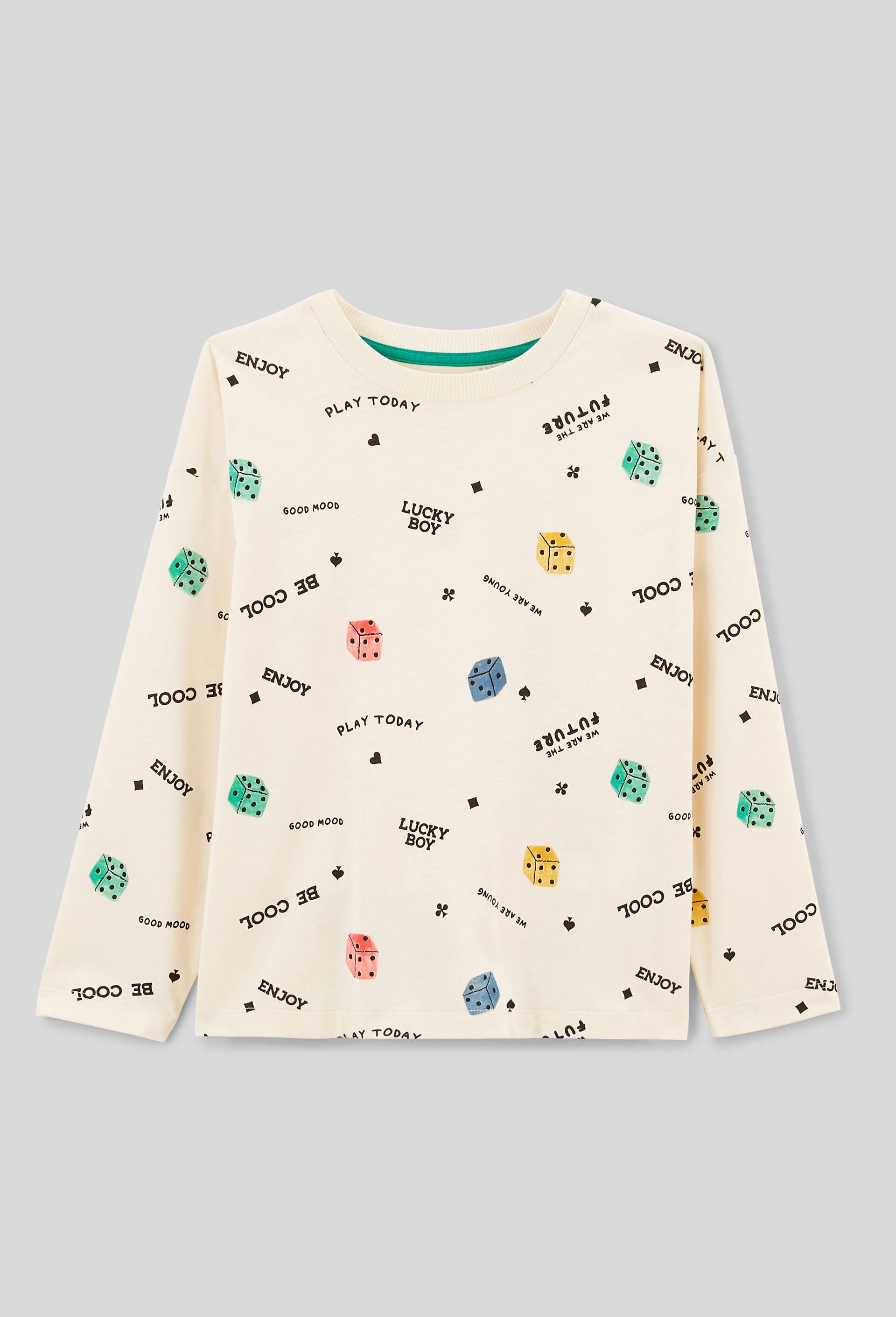 T-shirt manches longues imprim&eacute; en coton BIO GOTS, Ecru, large image number 2