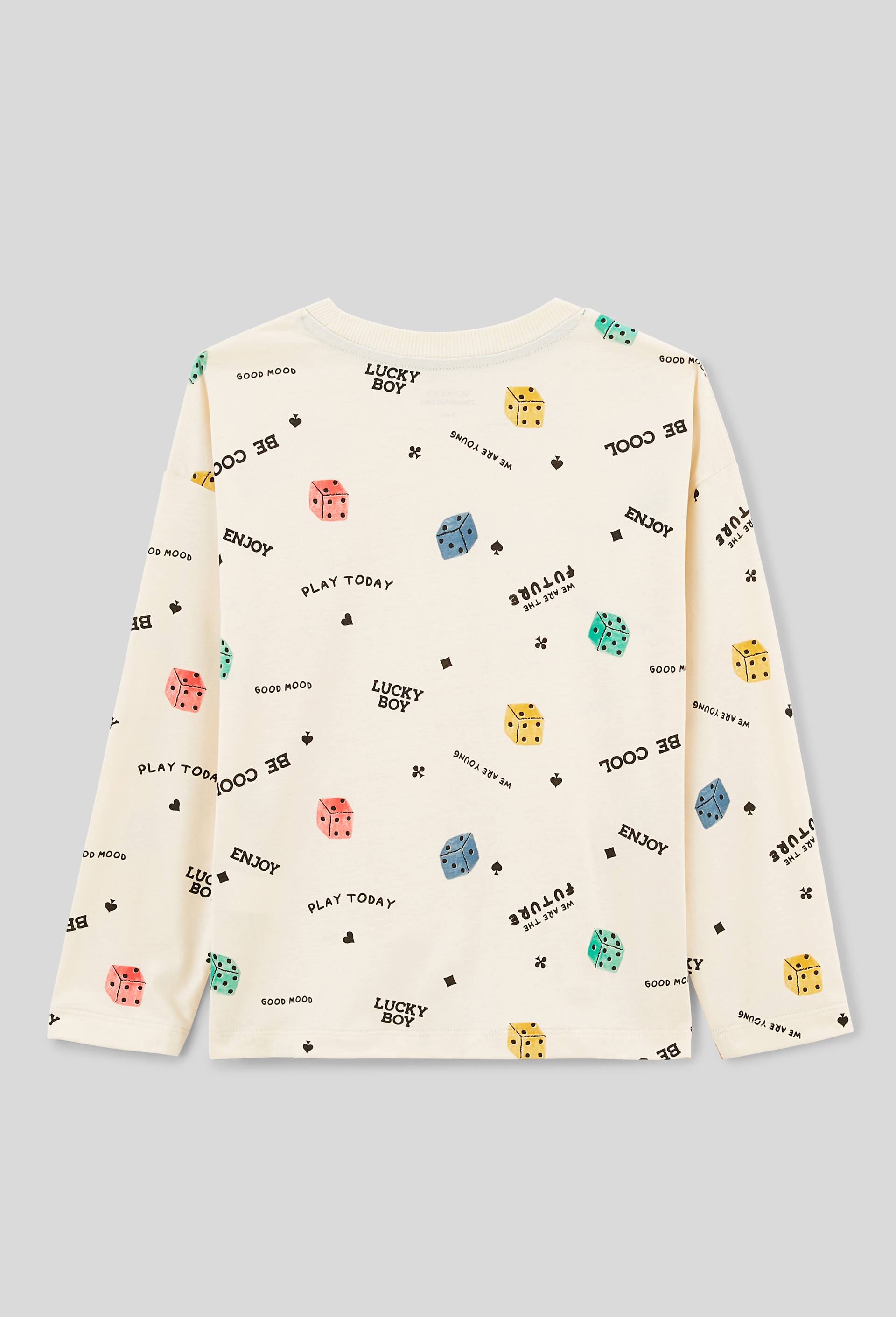 T-shirt manches longues imprim&eacute; en coton BIO GOTS, Ecru, large image number 3
