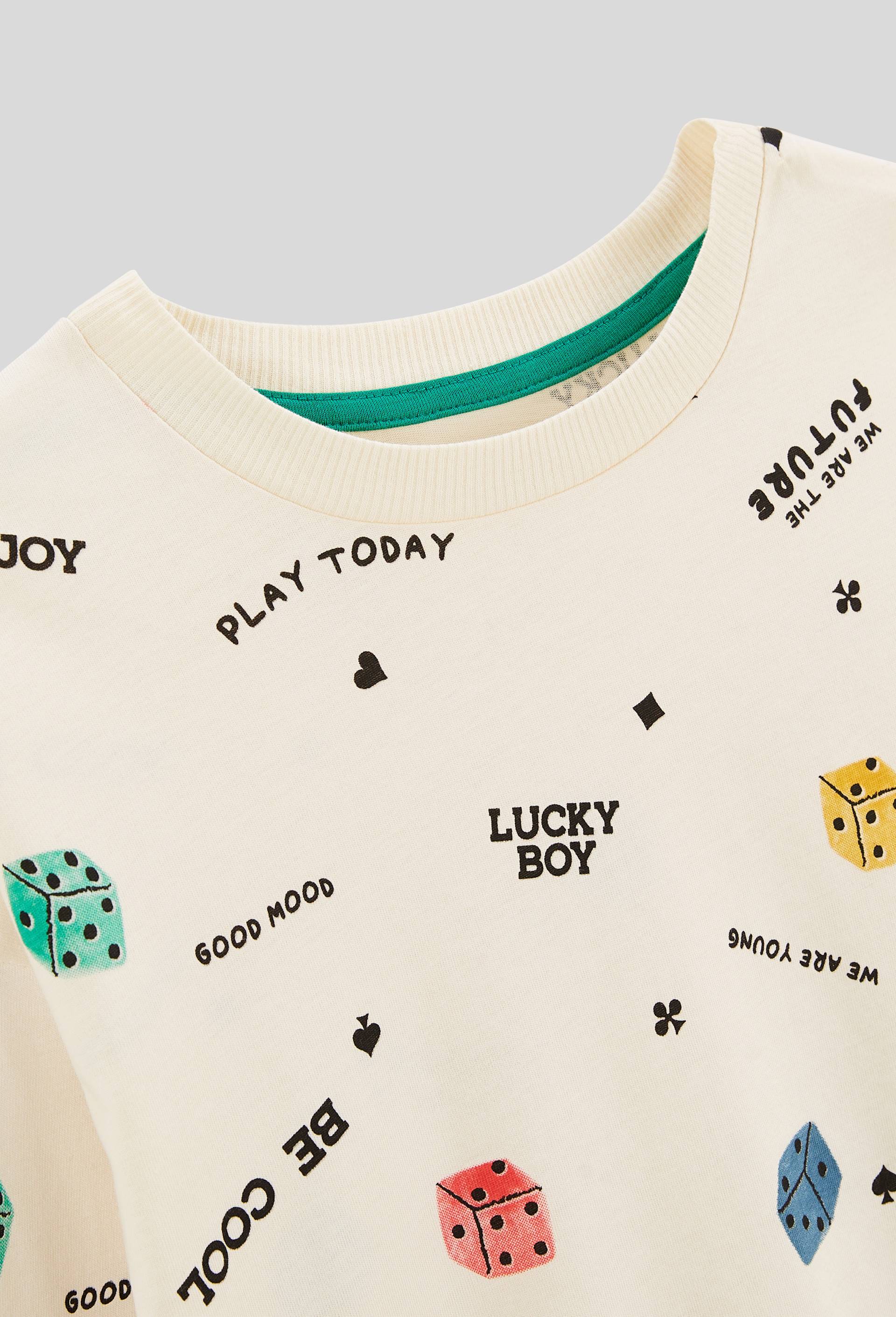 T-shirt manches longues imprim&eacute; en coton BIO GOTS, Ecru, large image number 4