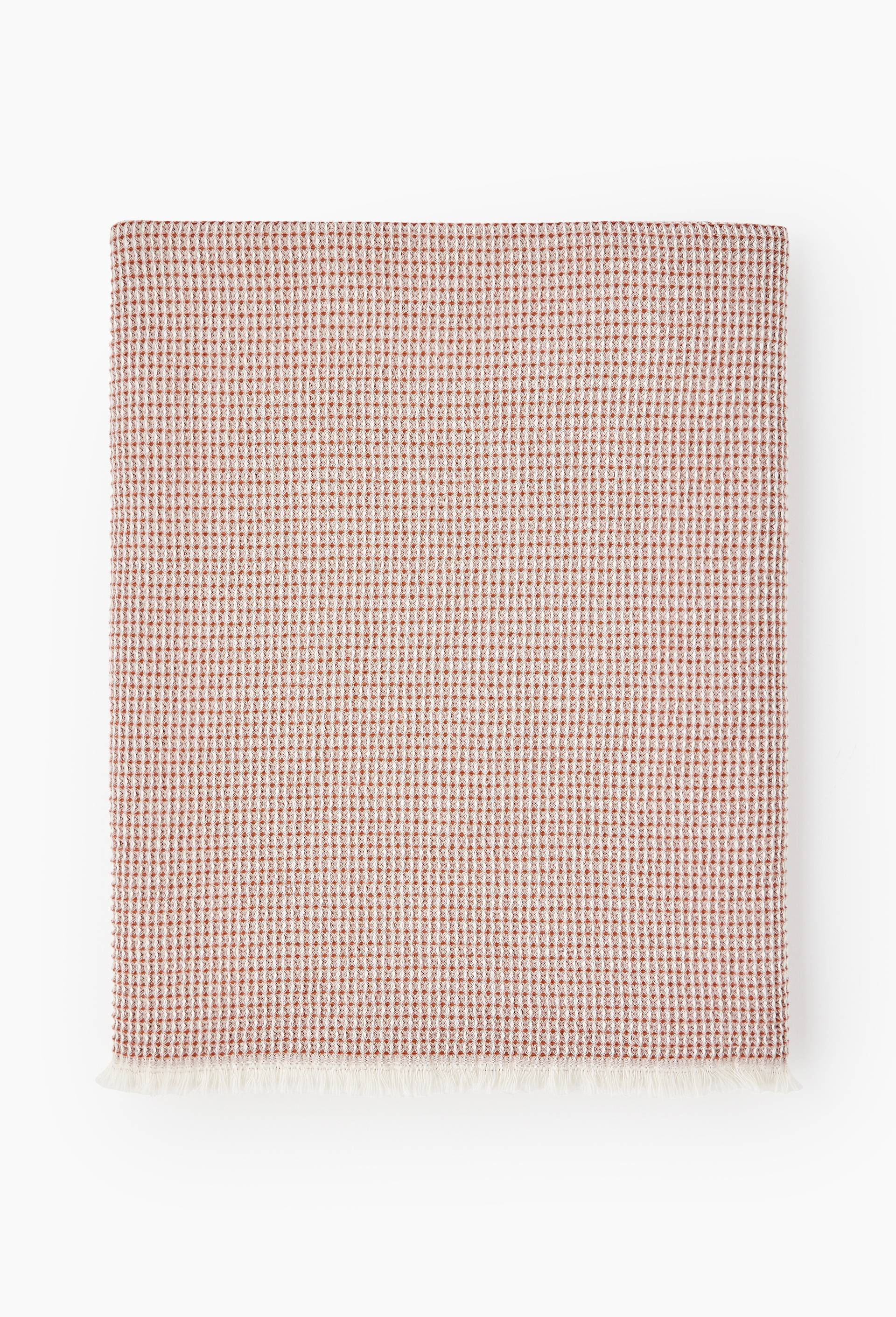 Fouta nid d'abeille, 100x180cm, 100% coton bio, Brun, large image number 0.0