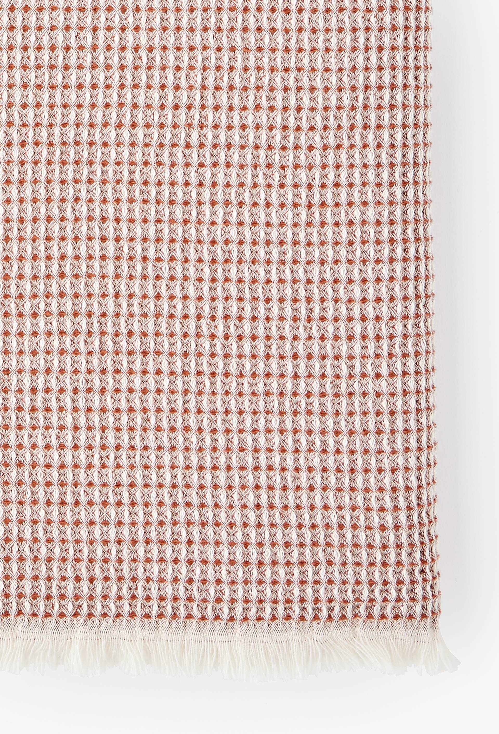 Fouta nid d'abeille, 100x180cm, 100% coton bio, Brun, large image number 1