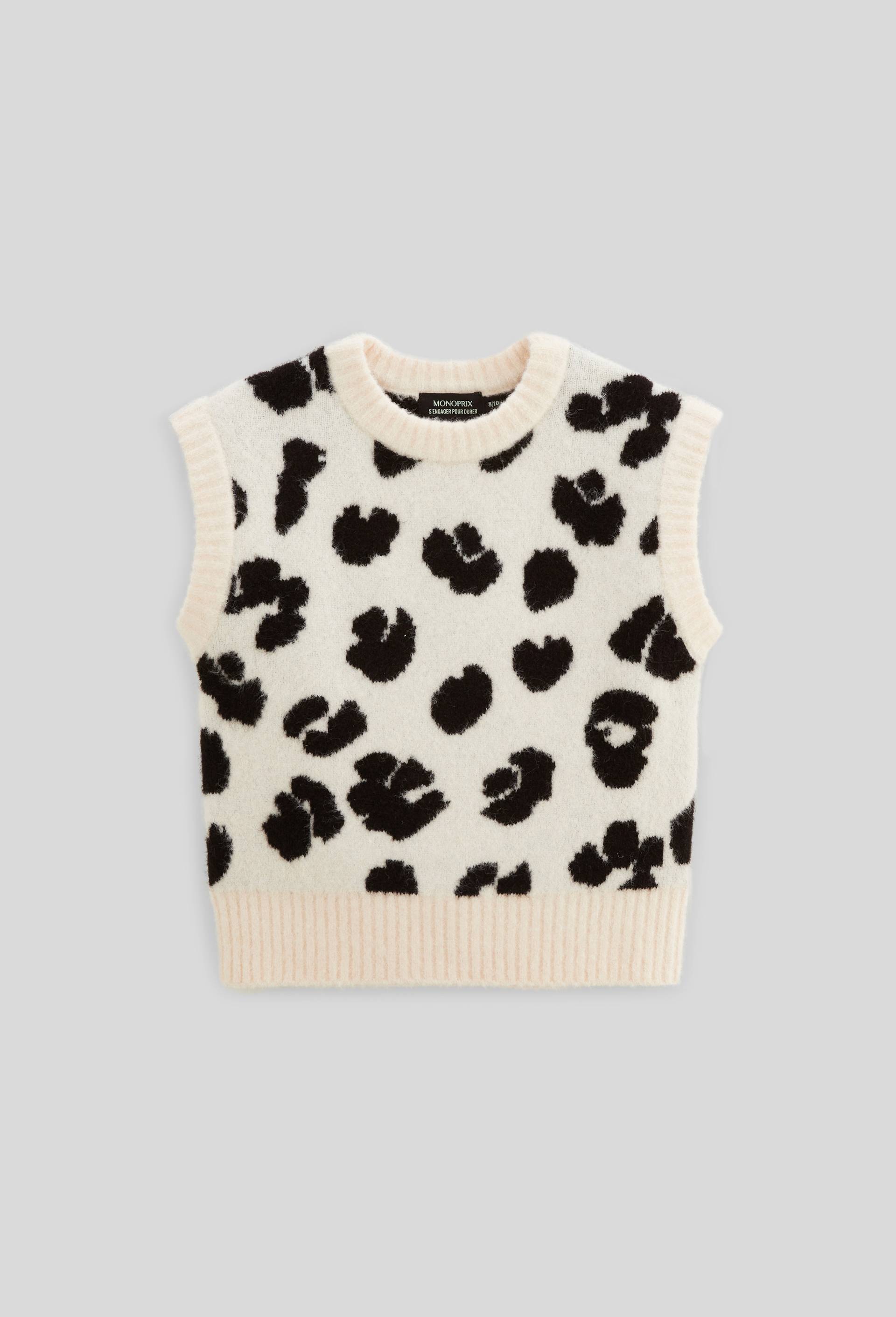 Pull sans manches jacquard, Beige clair, large image number 1.0