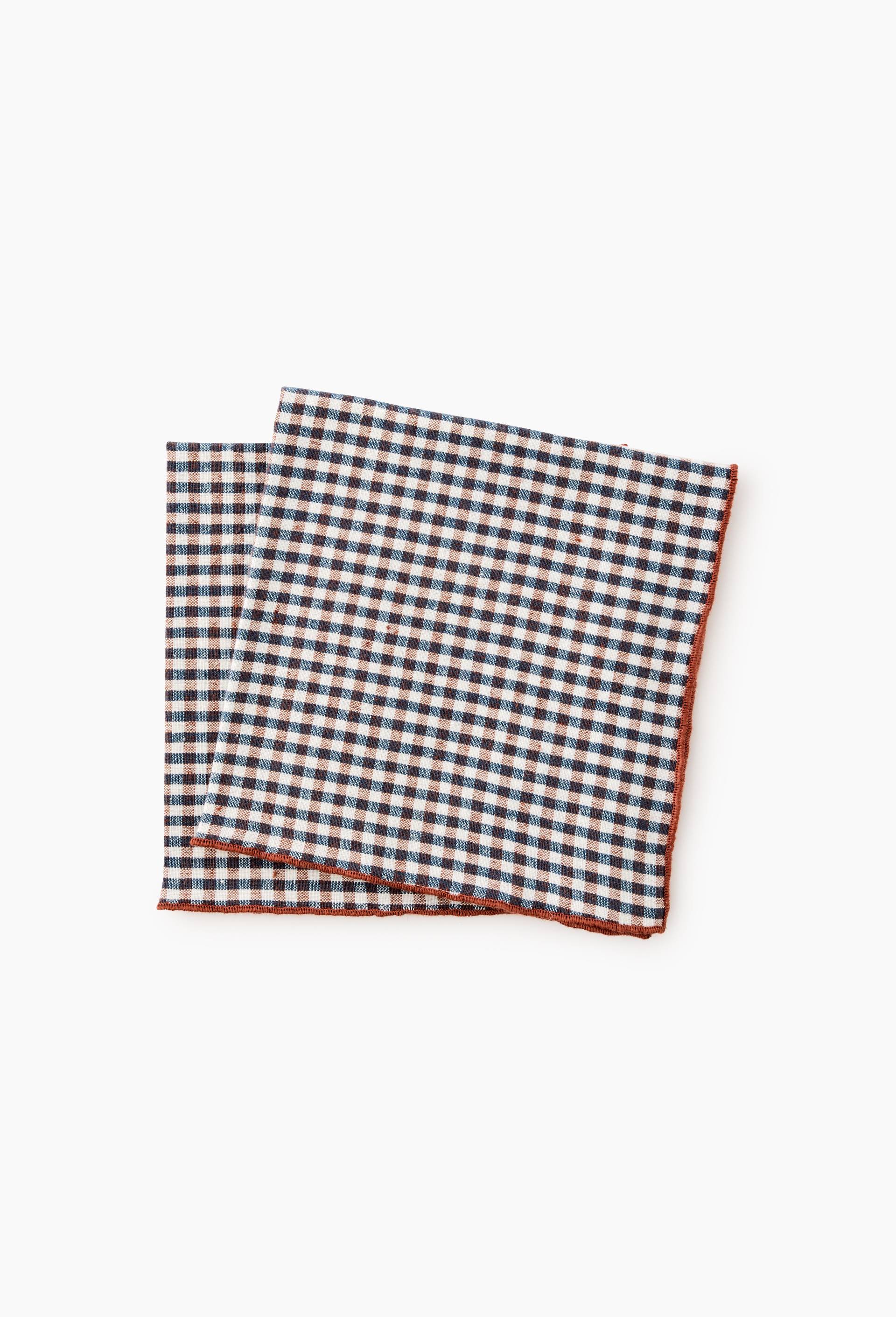 Lot de 2 serviettes de table vichy, 40x40cm, coton-lin, Brun clair, large image number 0.0