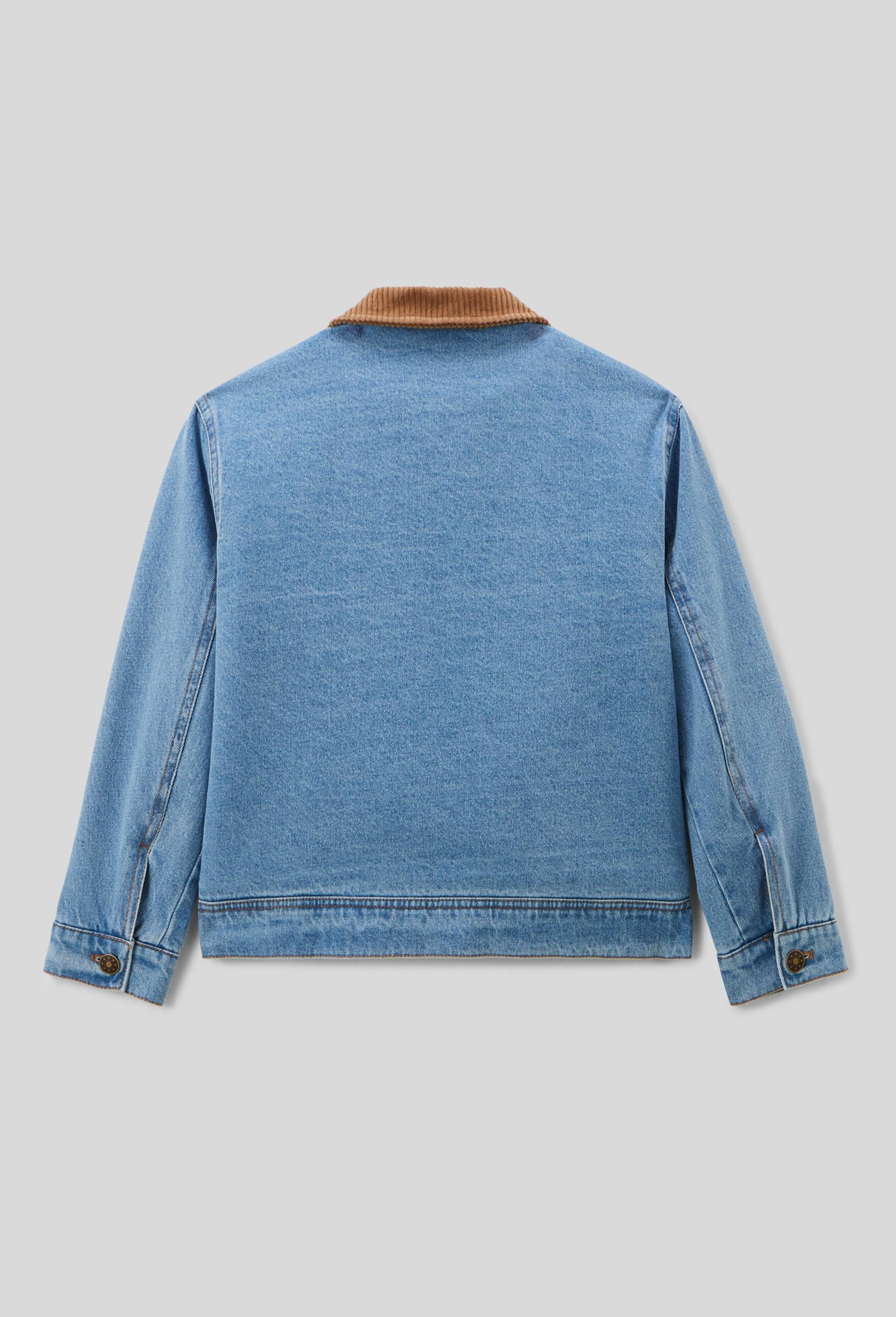 Veste col velours en jean doubl&eacute;e sherpa, Bleu fonc&eacute;, large image number 2