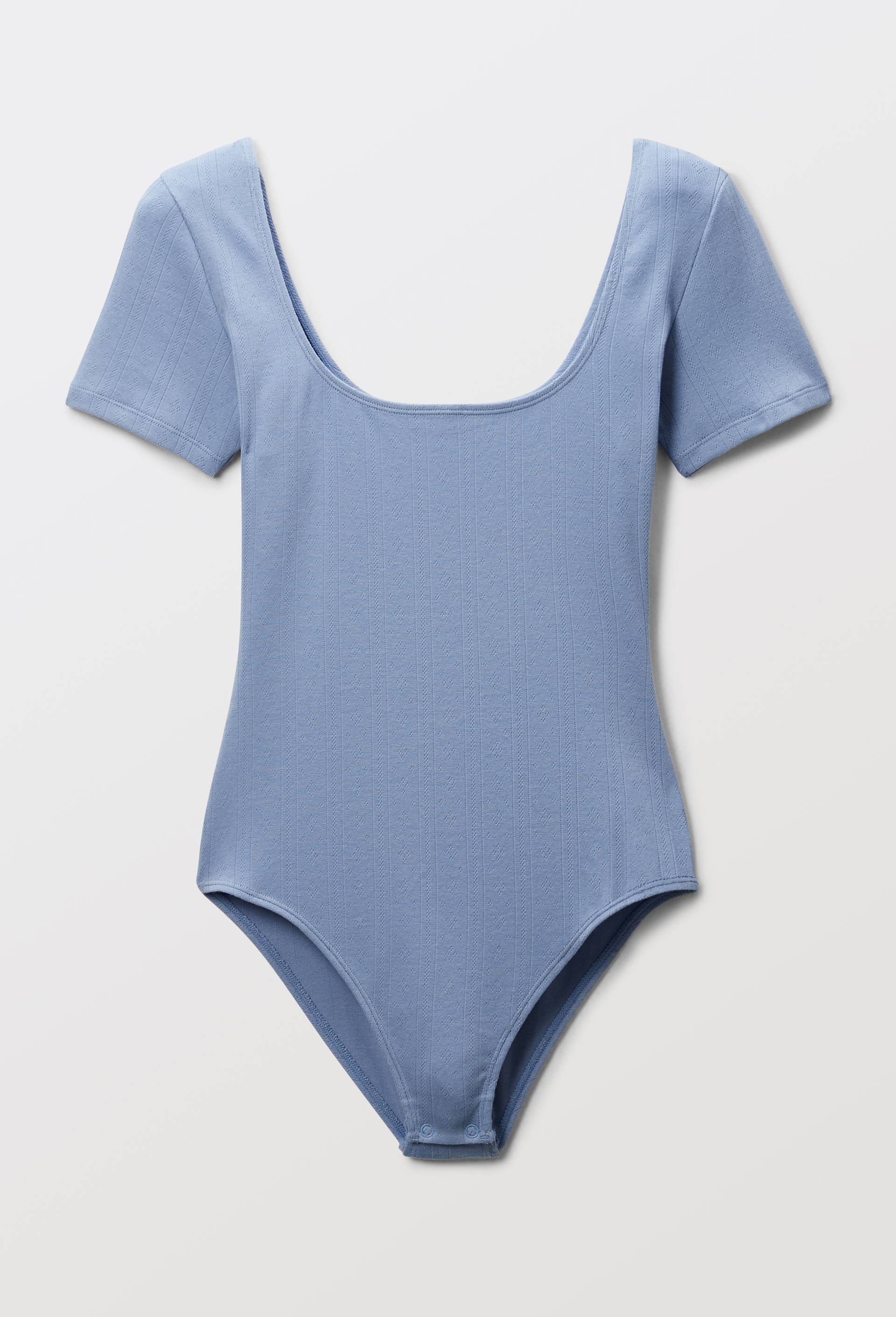 Body manches courtes pointelle en coton BIO GOTS, Bleu, large image number 2