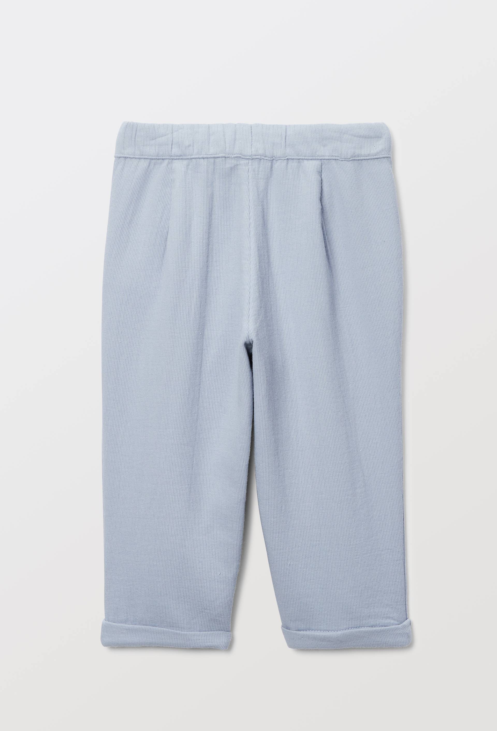 Pantalon taille &eacute;lastique uni en gaze de coton BIO GOTS, Bleu, large image number 1