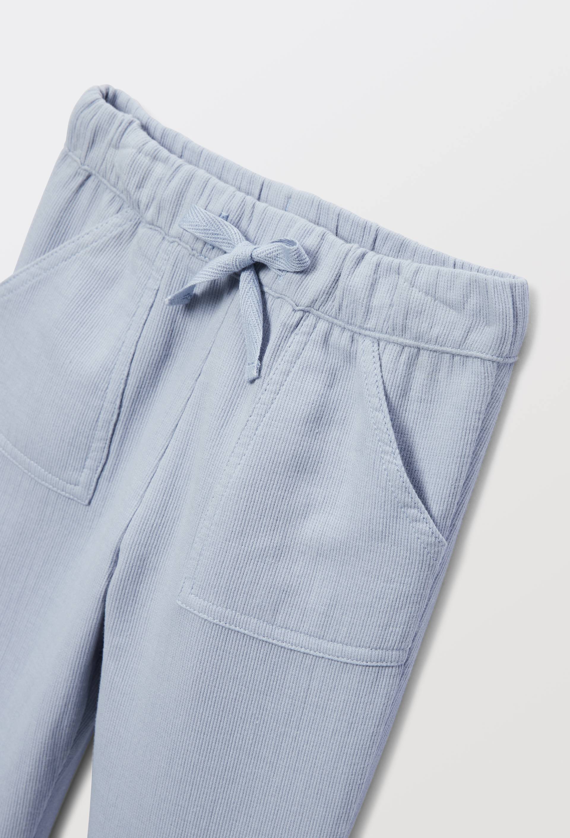 Pantalon taille &eacute;lastique uni en gaze de coton BIO GOTS, Bleu, large image number 2