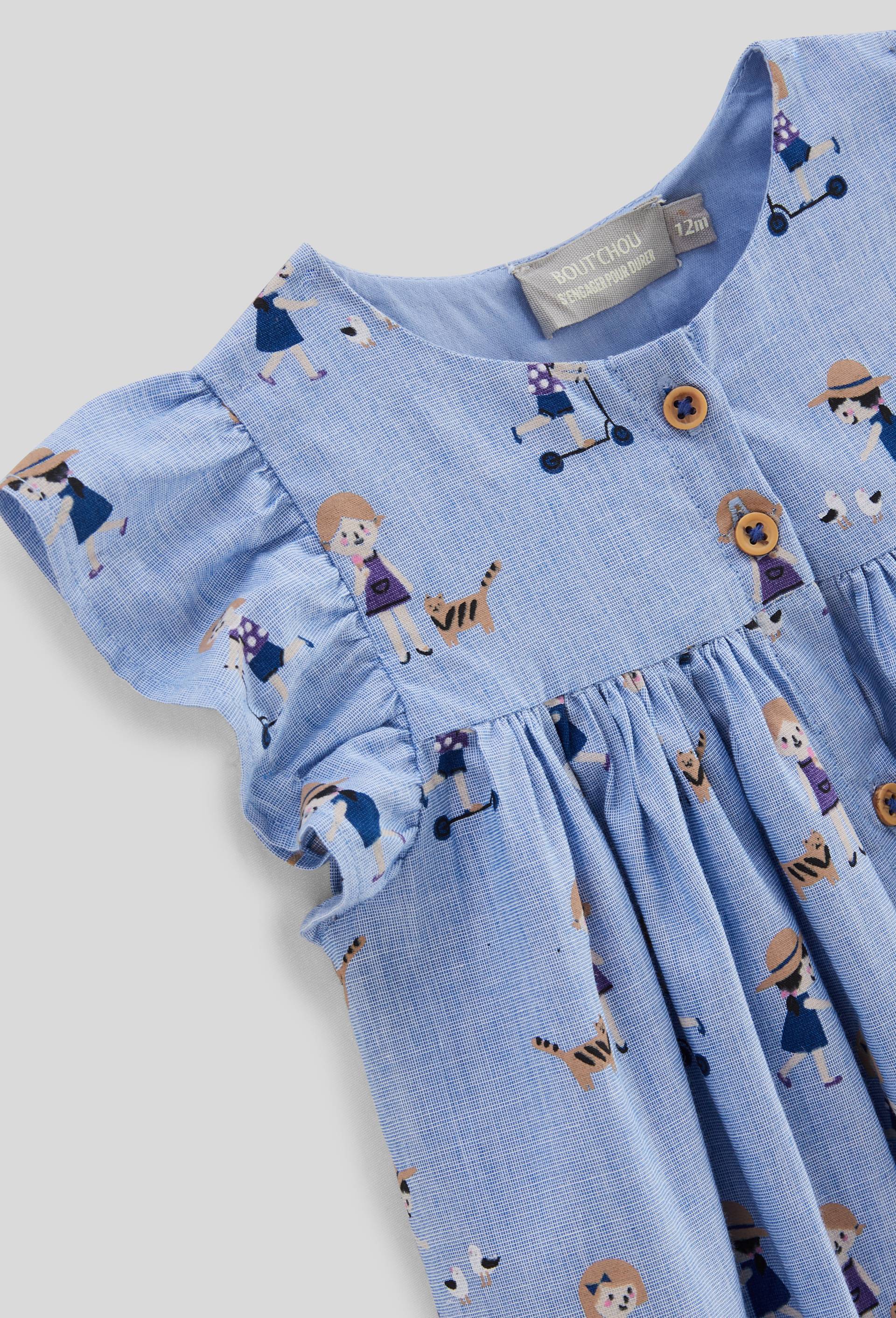 Robe avec bloomer imprimés en coton BIO GOTS, BLEU, large image number 2