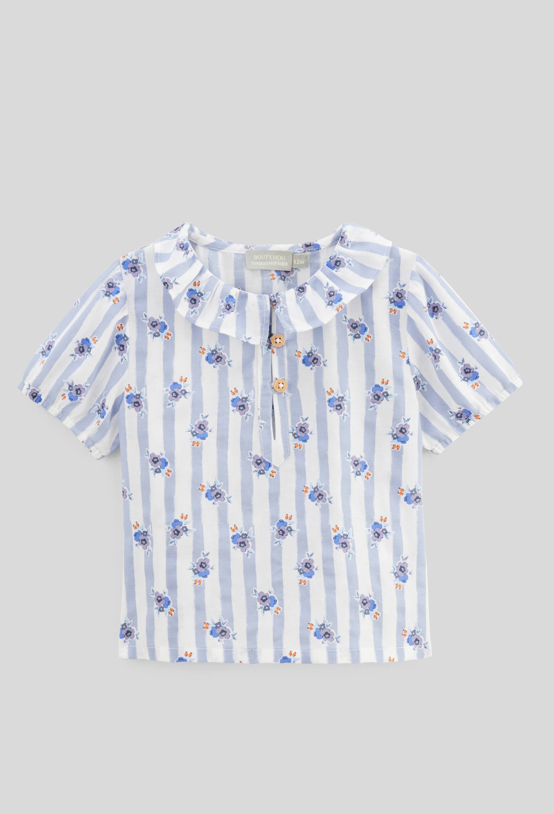 Blouse manches courtes imprim&eacute;e en coton BIO GOTS, Ecru, large image number 0