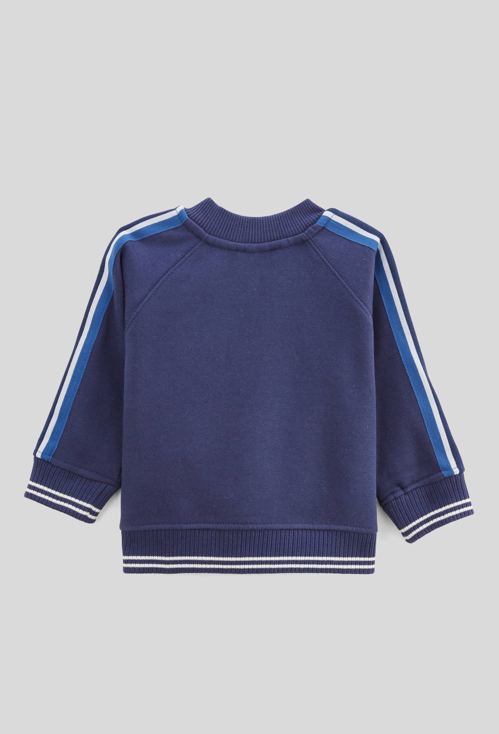 Sweat col teddy zippé à bandes, Bleu foncé, large image number 1