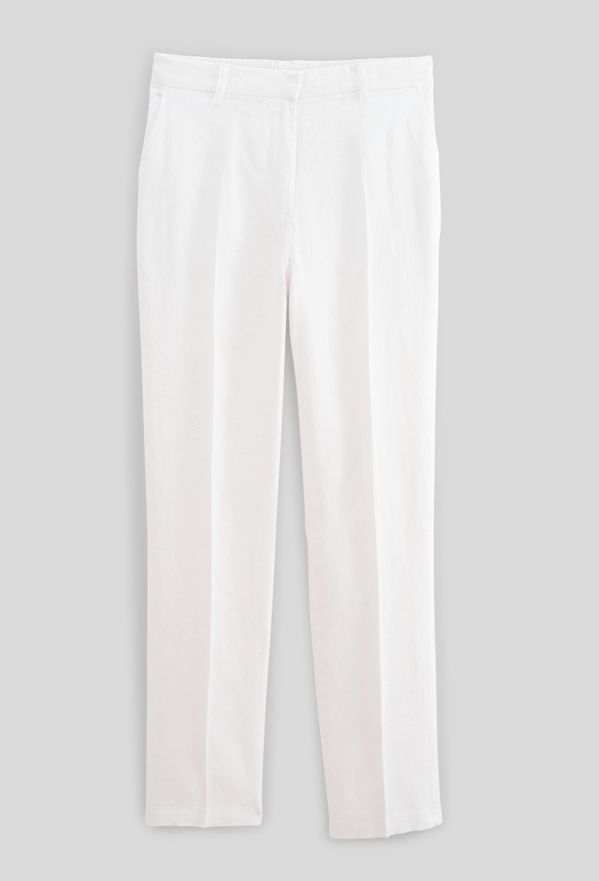 Pantalon carotte &agrave; taille semi-&eacute;lastiqu&eacute;e en lin, Blanc, large image number 2