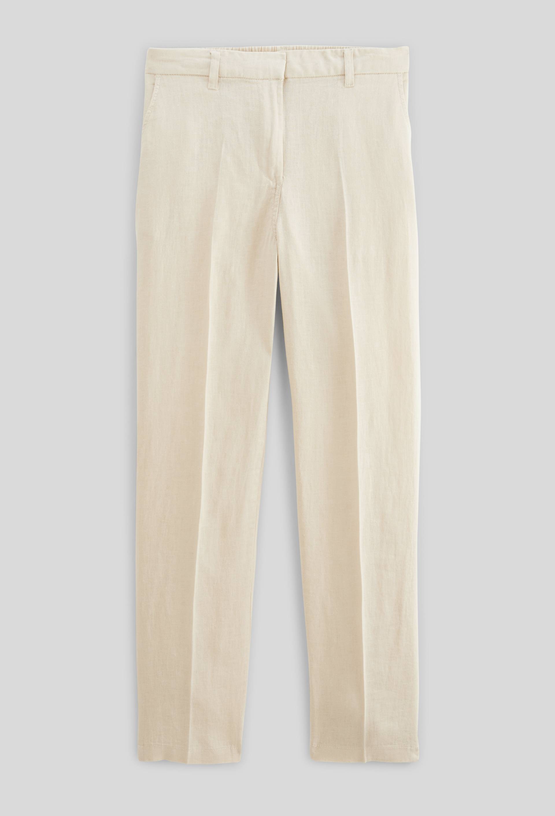 Pantalon carotte &agrave; taille semi-&eacute;lastiqu&eacute;e en lin, Beige clair, large image number 2