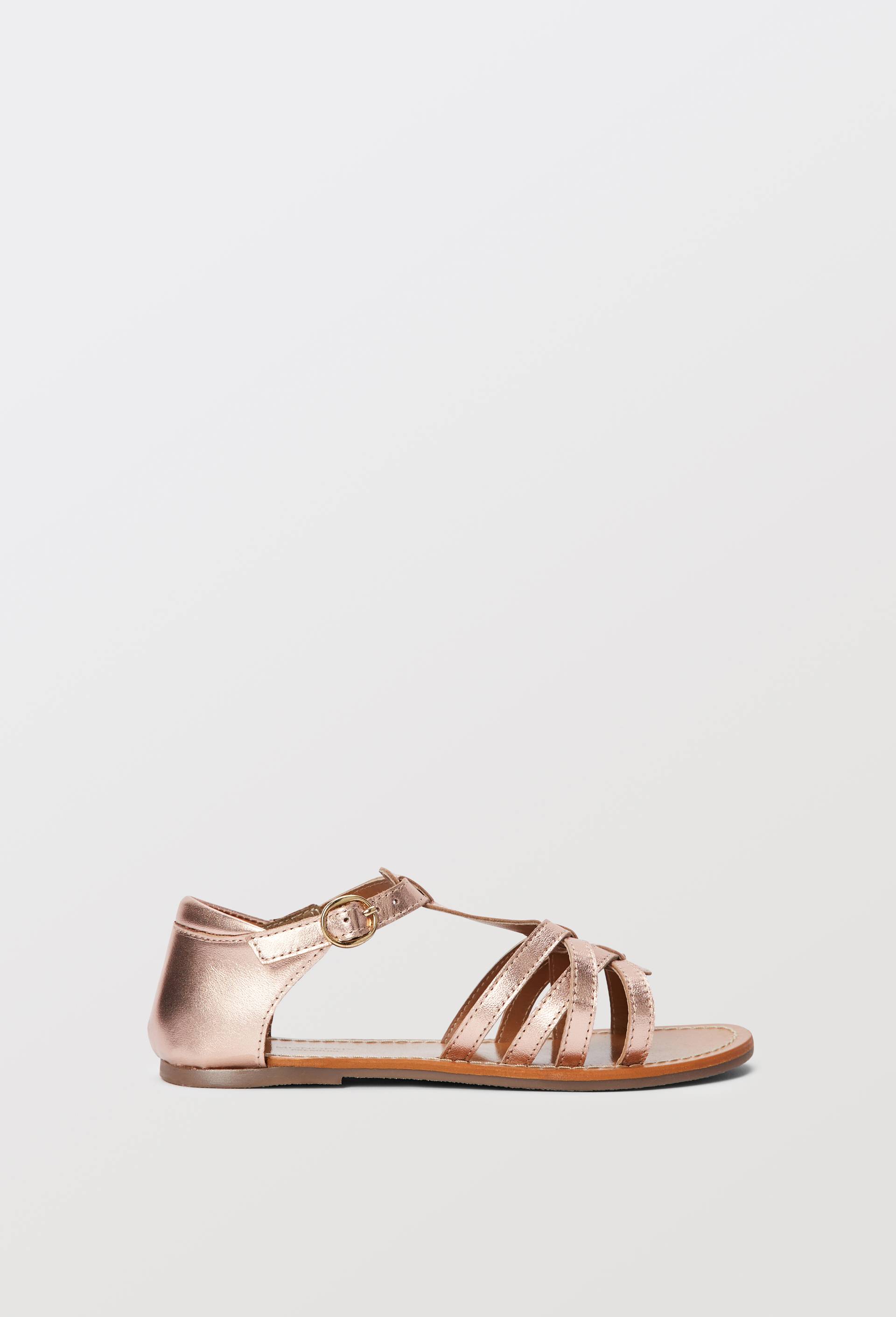 Sandales à brides en cuir, Rose clair, swatch image