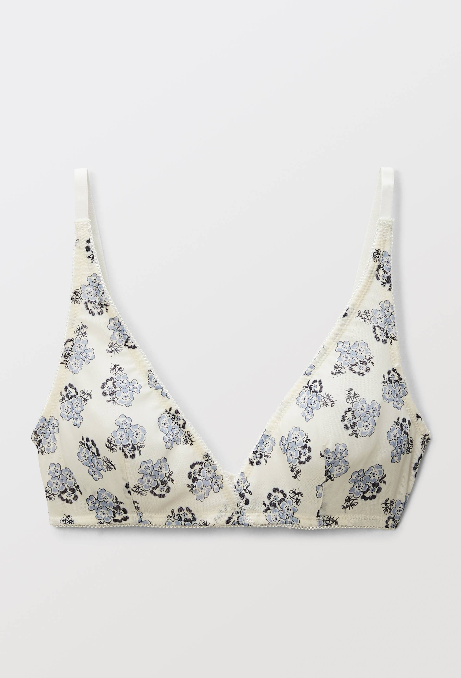 Soutien-gorge triangle foulard AUDE en tulle imprim&eacute;, Beige clair, large image number 2
