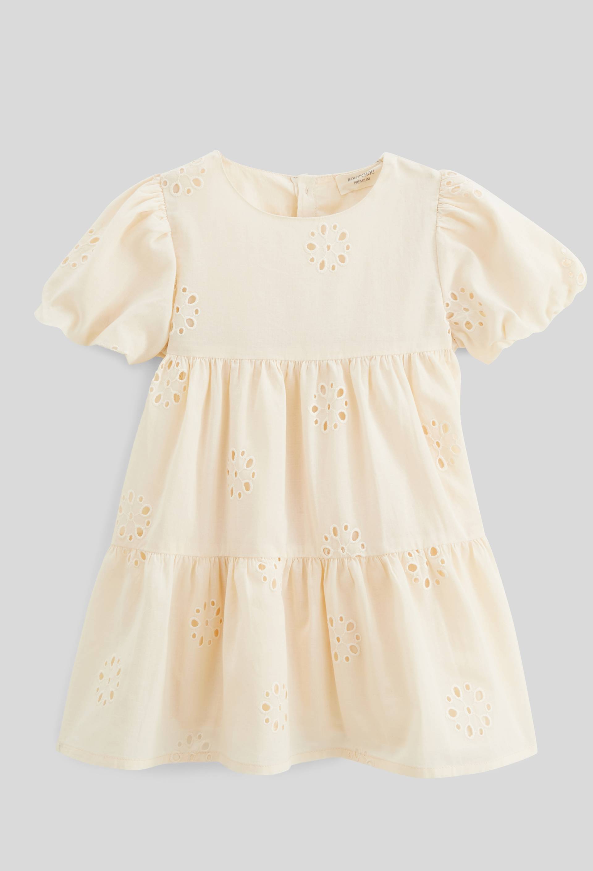 Robe imprim&eacute;e en coton BIO GOTS - Collection C&eacute;r&eacute;monie, Beige clair, large image number 0