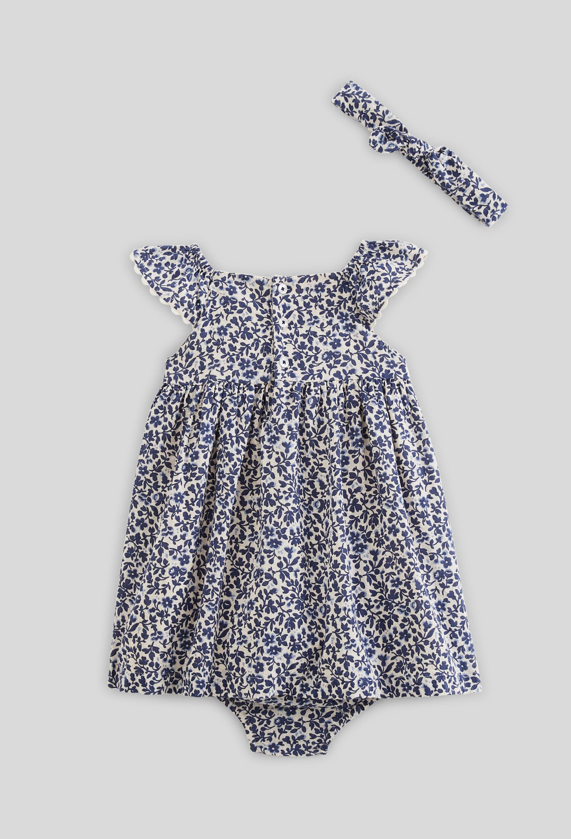 Robe avec bloomer et bandeau imprim&eacute;s en coton BIO GOTS, Beige clair, large image number 1