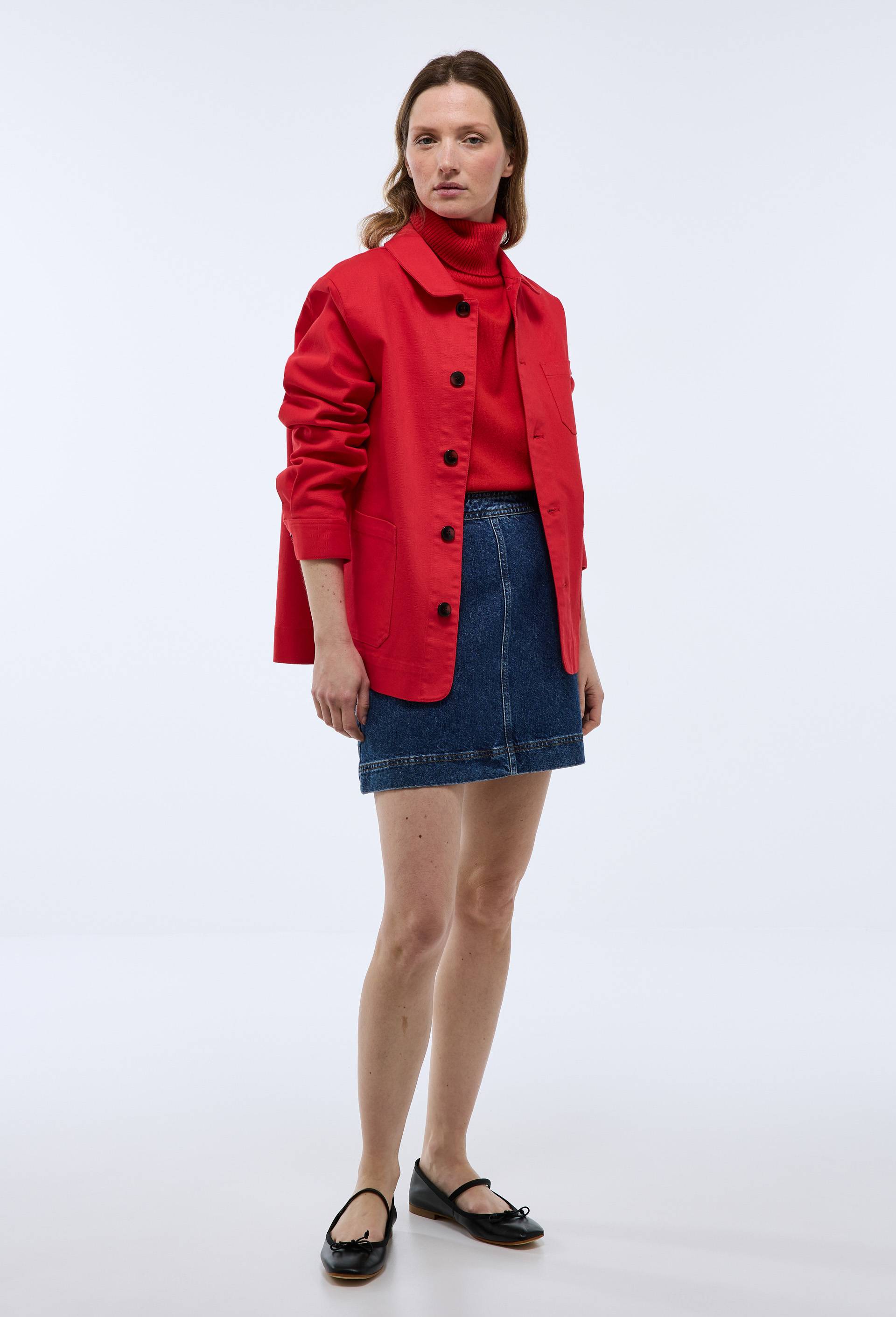 Veste courte contenant du coton, Rouge, swatch image