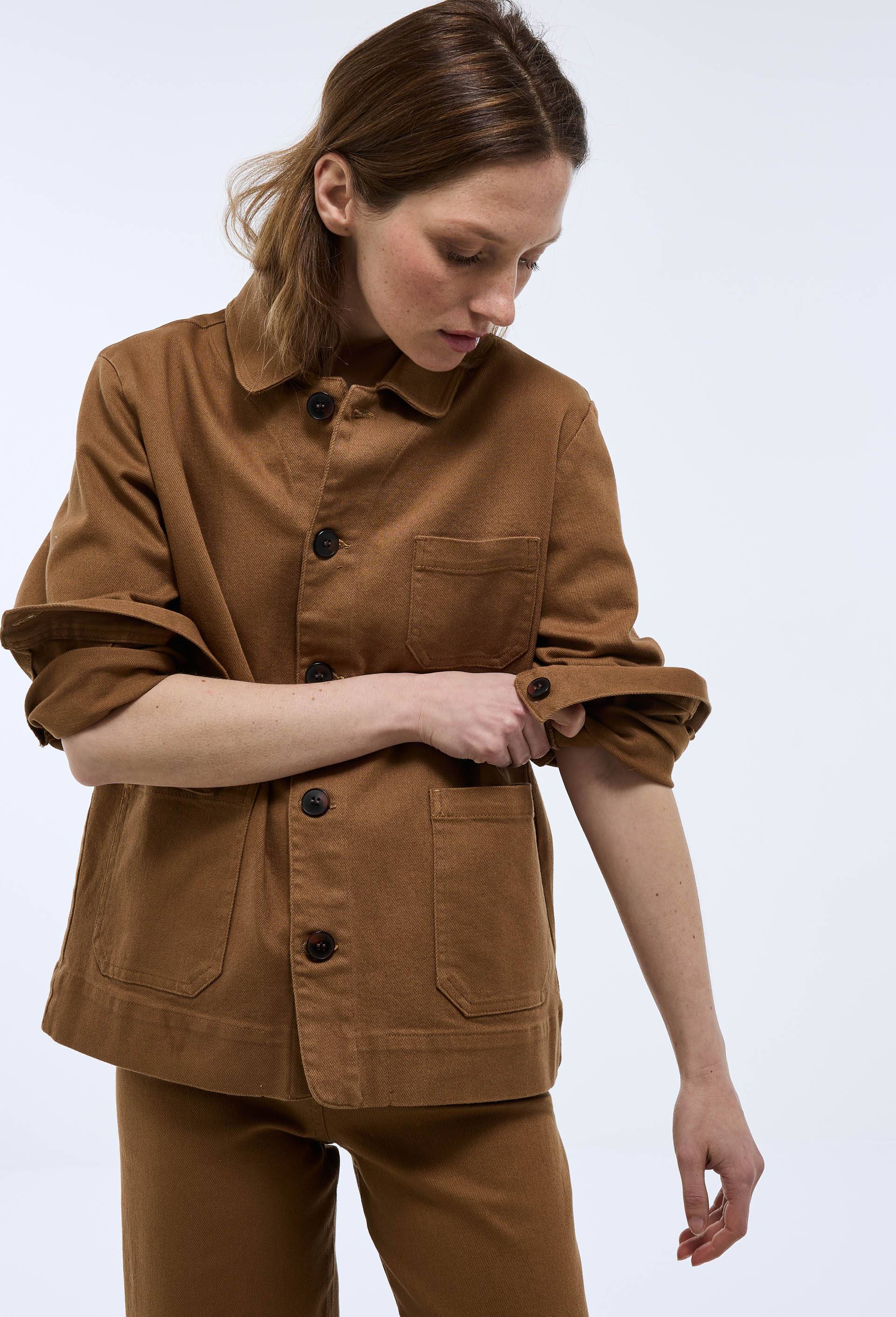 Veste courte contenant du coton, Beige, swatch image
