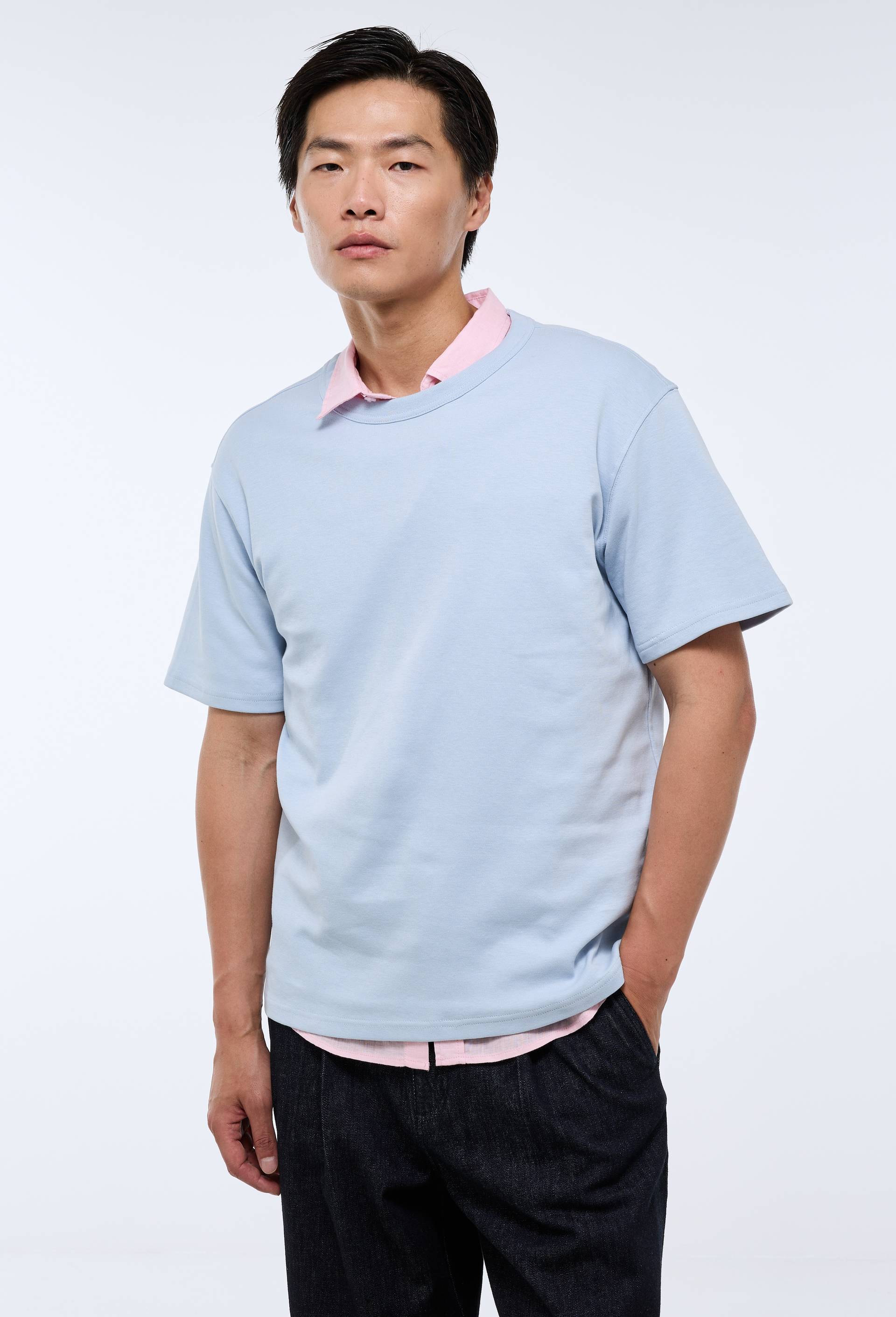 T-shirt manches courtes interlock en coton BIO GOTS, Bleu clair, large image number 0