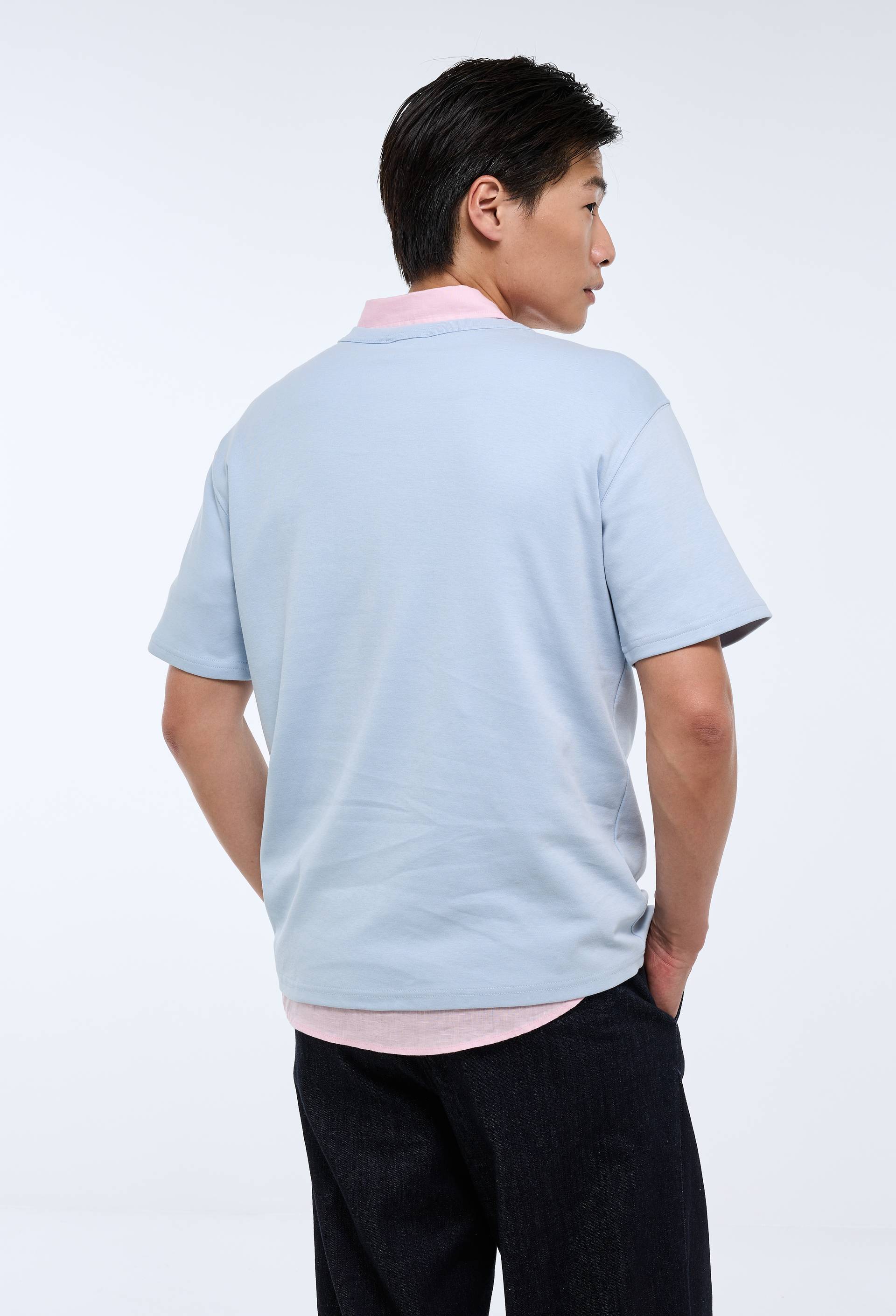 T-shirt manches courtes interlock en coton BIO GOTS, Bleu clair, large image number 1.0