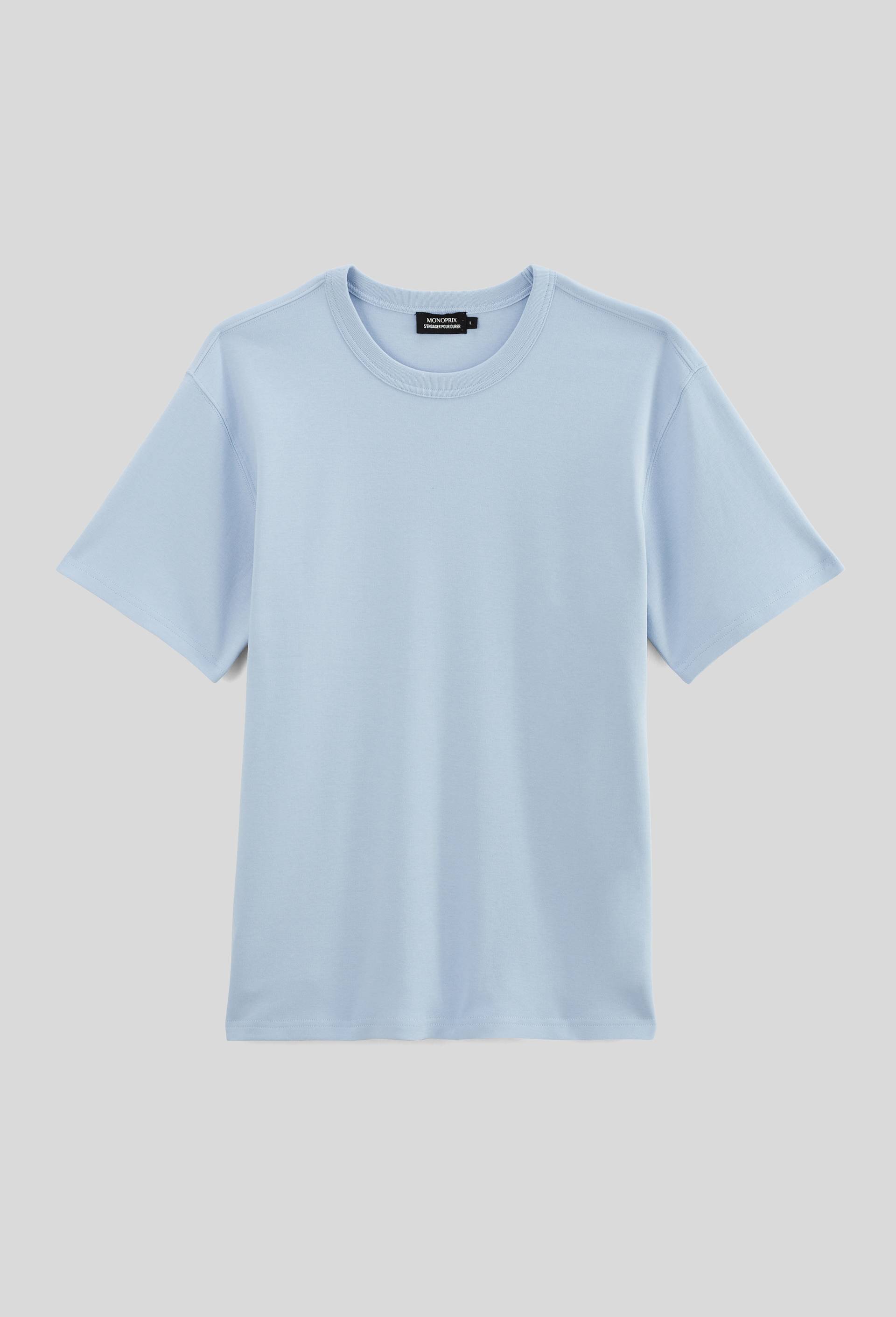 T-shirt manches courtes interlock en coton BIO GOTS, Bleu clair, large image number 0