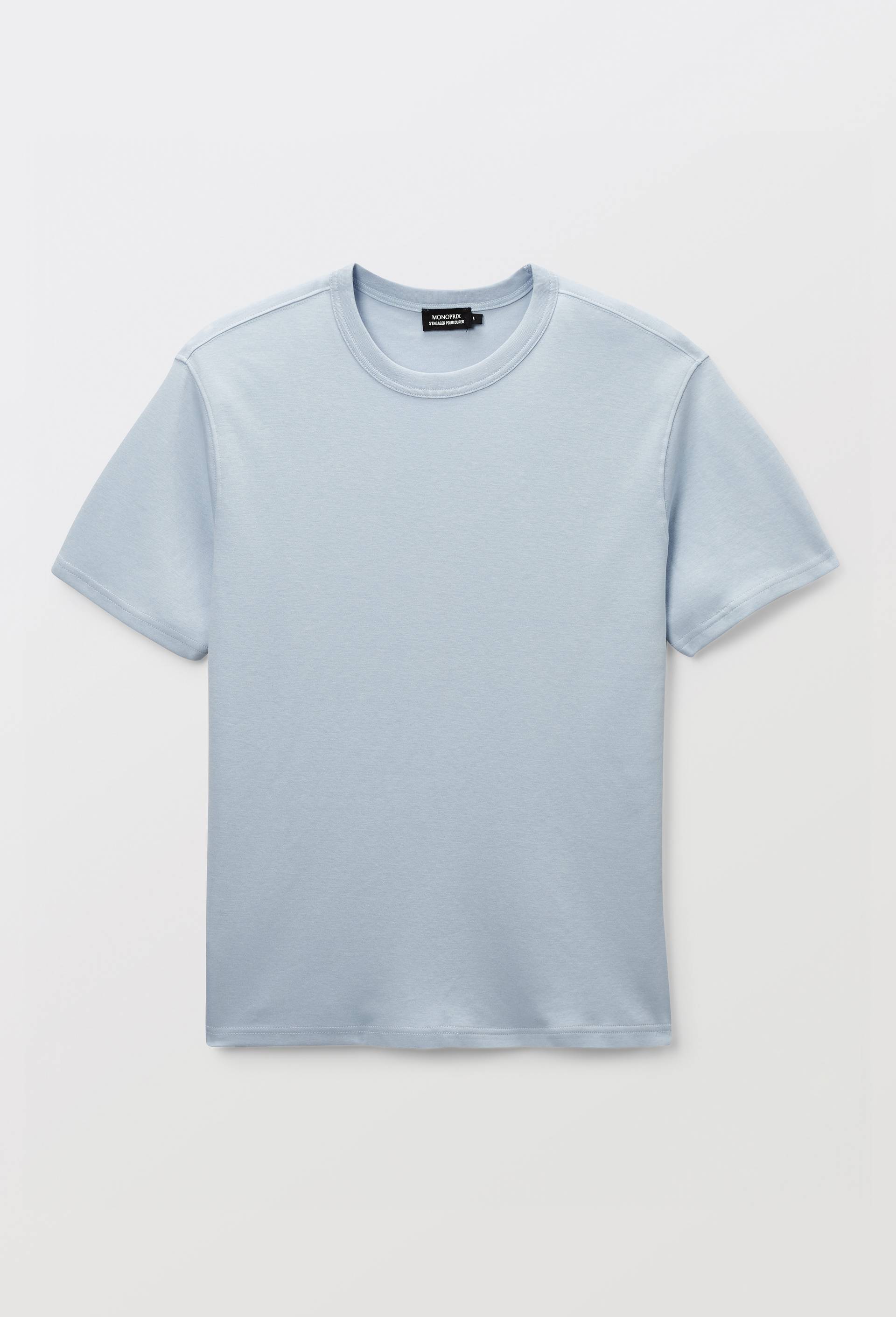 T-shirt manches courtes interlock en coton BIO GOTS, Bleu clair, large image number 2
