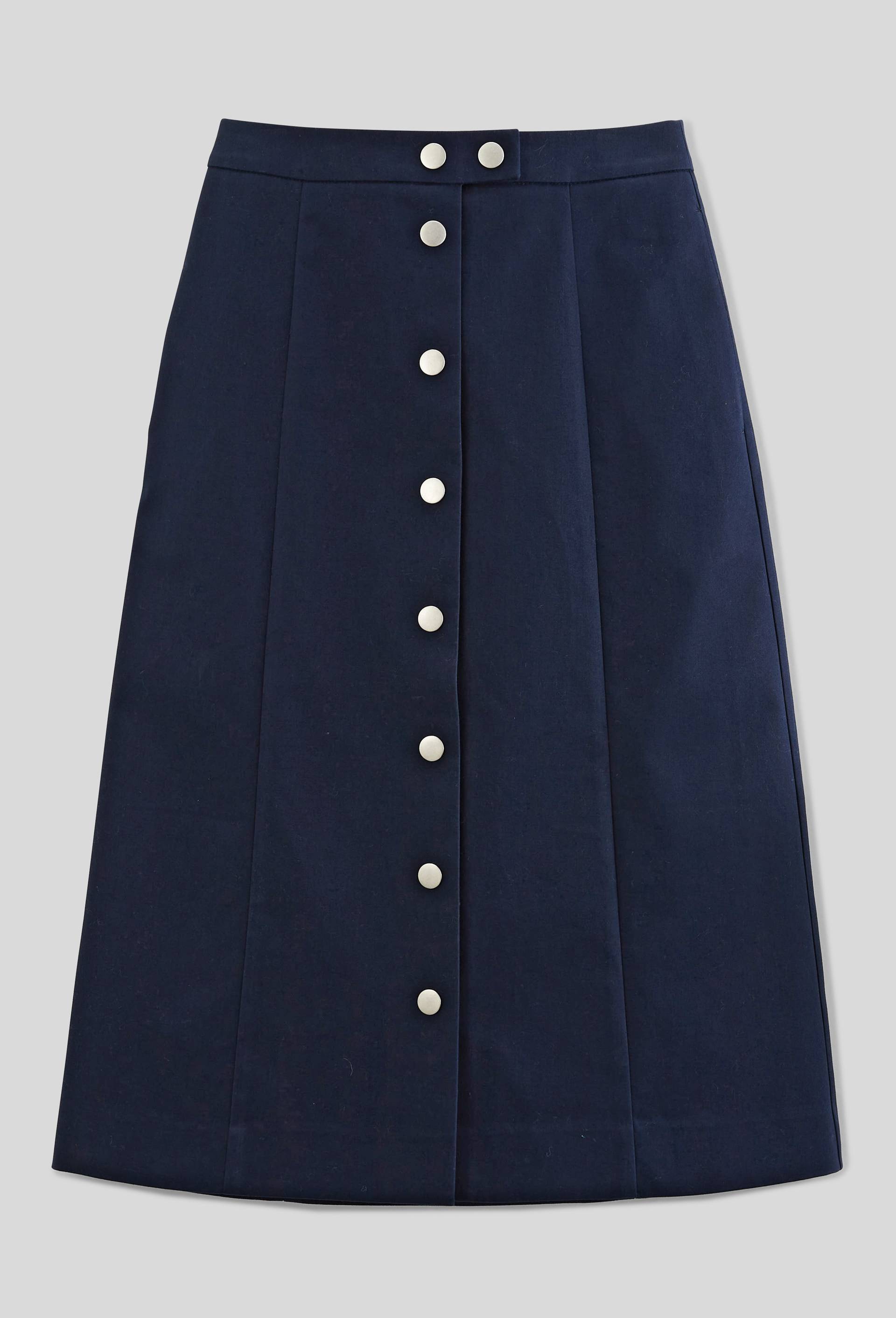Jupe midi boutonn&eacute;e en coton, Bleu fonc&eacute;, large image number 3